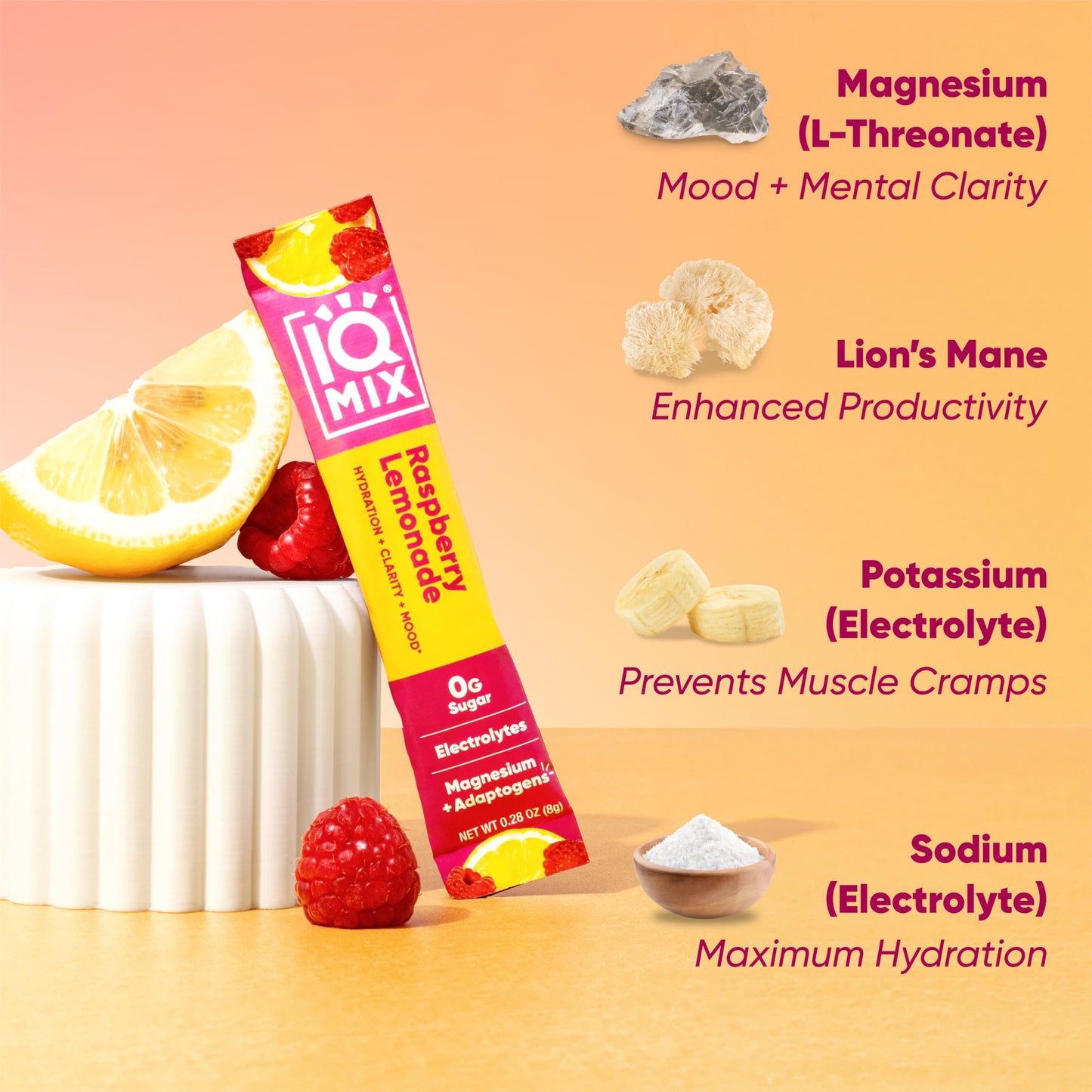 IQBAR IQMIX Electrolyte Powder Raspberry Lemonade Capsule 20 Count