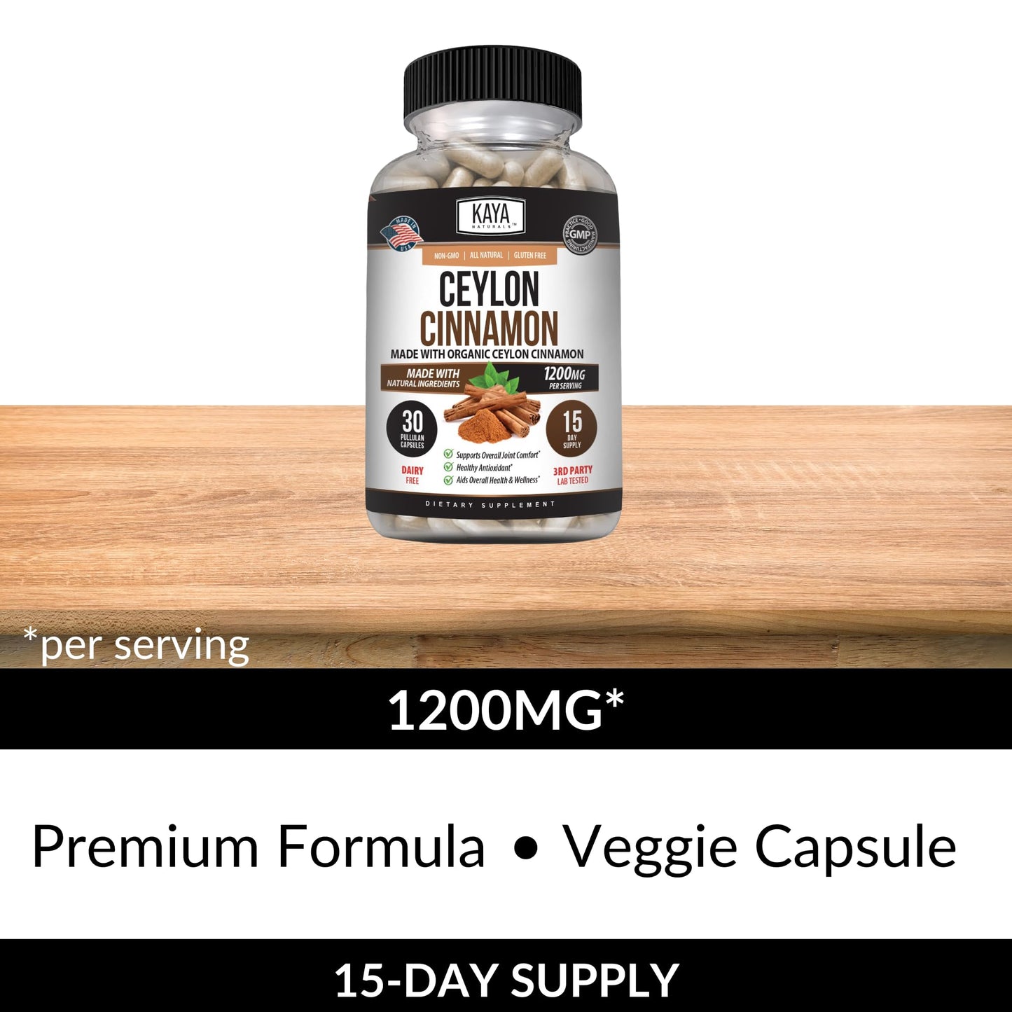 Kaya Naturals Ceylon Cinnamon Supplement Capsule, 30 Capsules