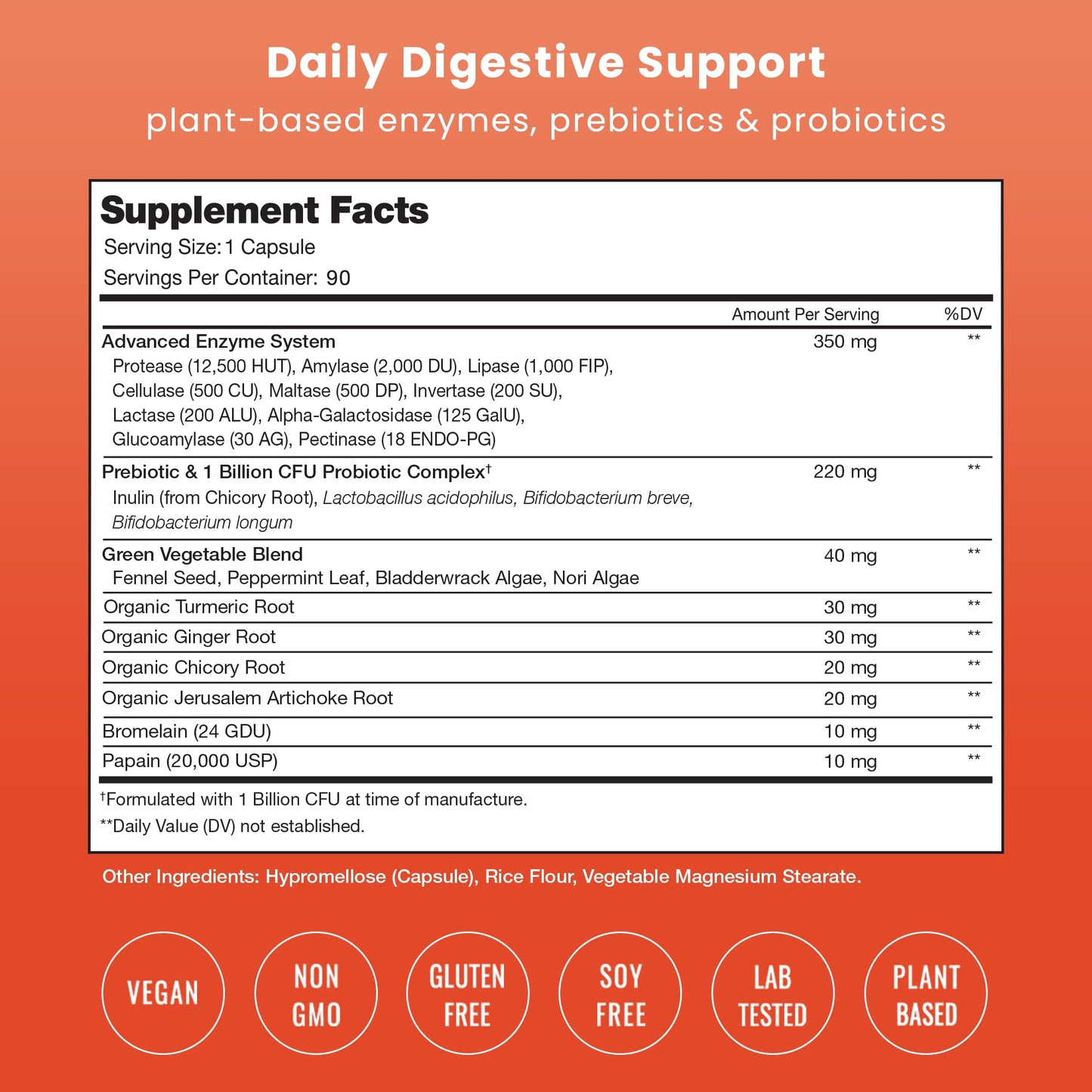 NutraChamps Digestive Enzymes with Probiotics and Prebiotics for Women & Men 90 Vegan Capsules