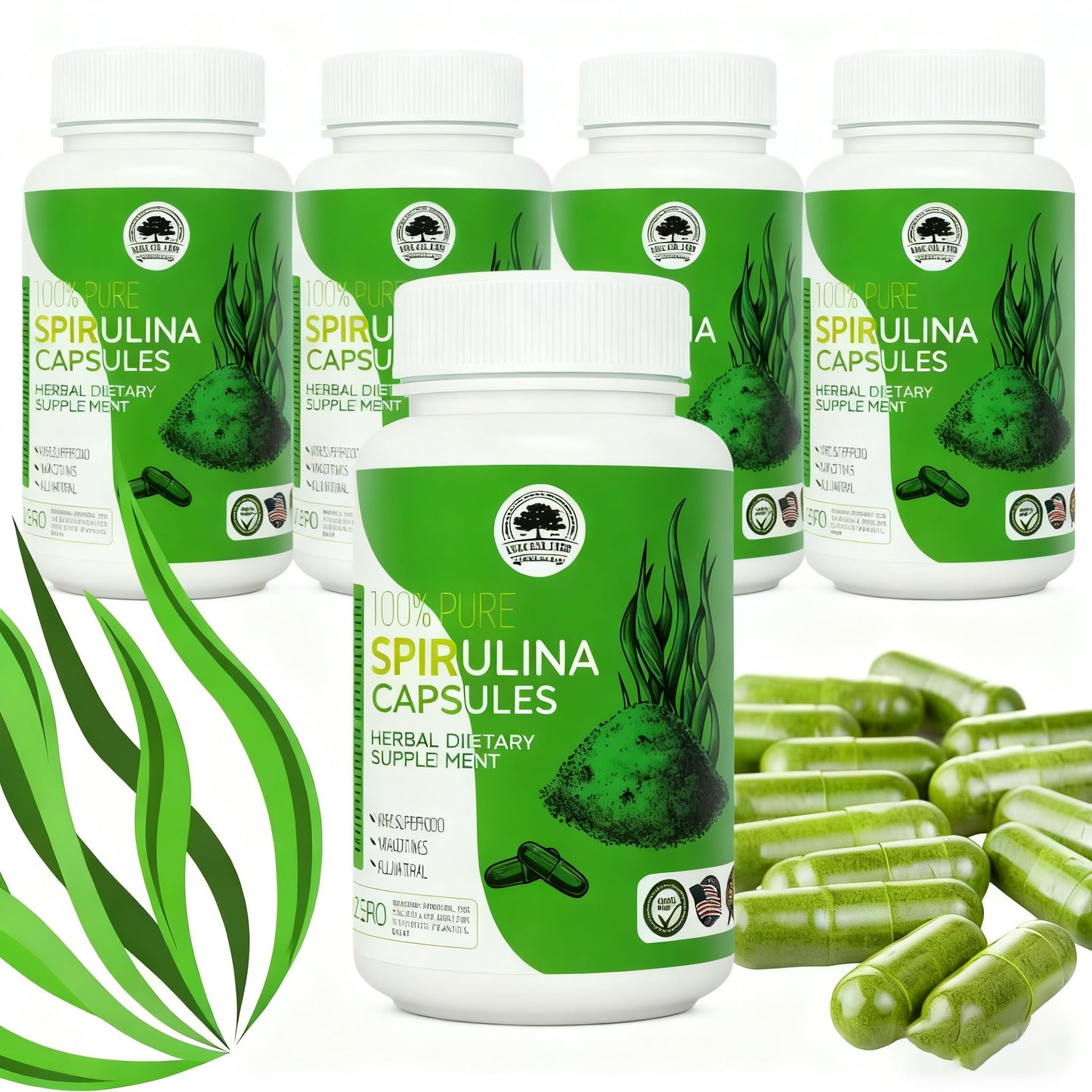 DABC OAK LAND Spirulina Tablets, 5 Bottles