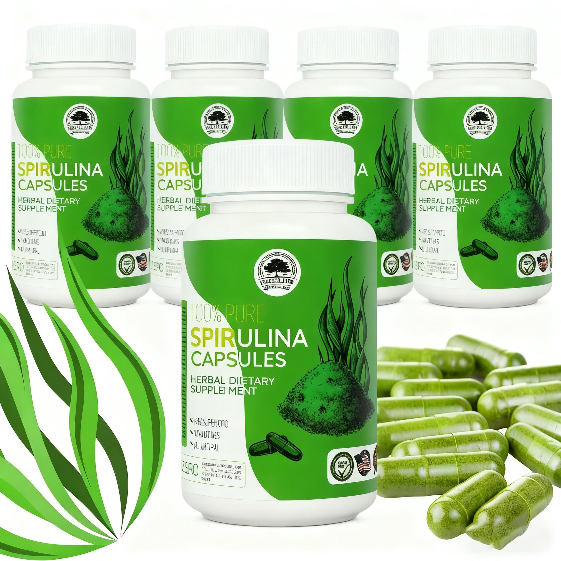 DABC OAK LAND Spirulina Tablets, 5 Bottles