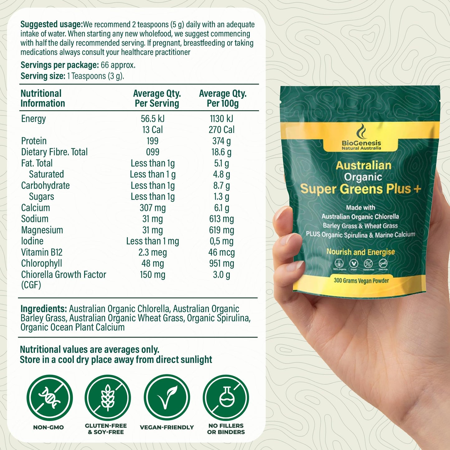 Biogenesis SuperGreens Plus Powder 10.6 oz