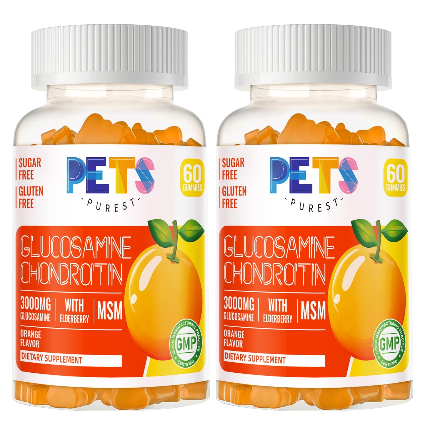 Pets Purest Glucosamine Chondroitin Gummies with MSM & Elderberry Extra Strength, 120 Gummies
