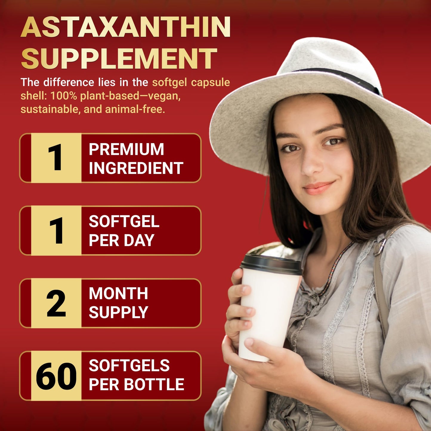 Penhoment Astaxanthin Supplements 12mg Softgel 60 Count