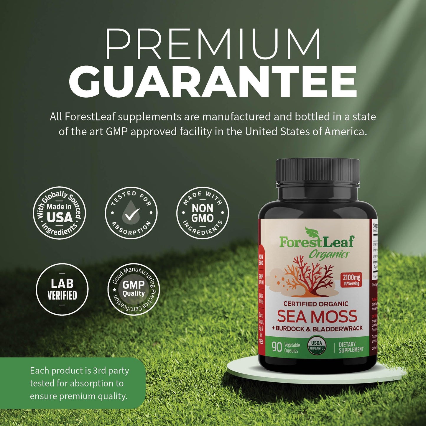 ForestLeaf Organic Irish Sea Moss Capsules 90 Count