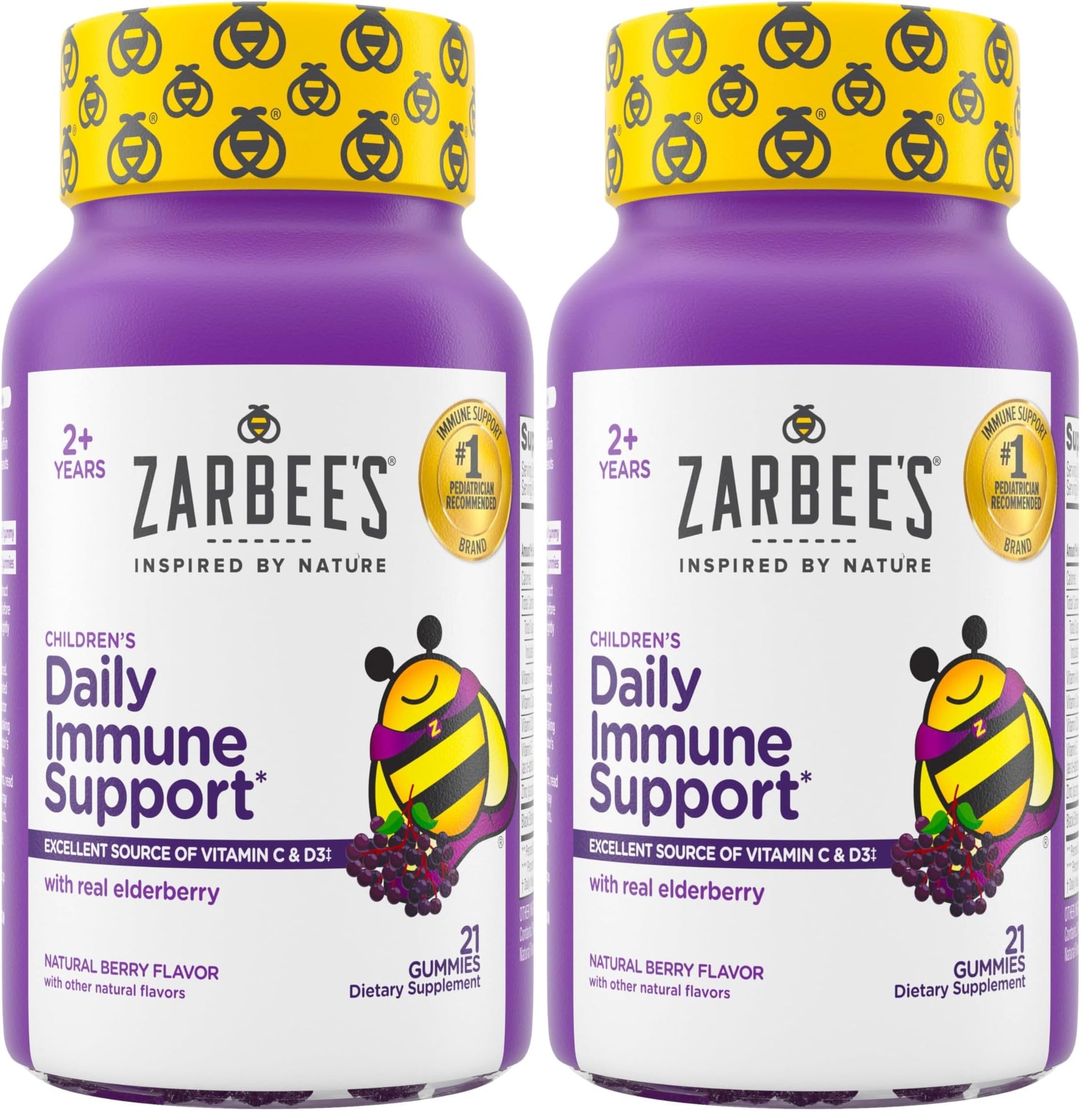 Zarbee's Elderberry Gummies for Kids with Vitamin C, Zinc & Elderberry, Daily Immune Support, 42 Gummies