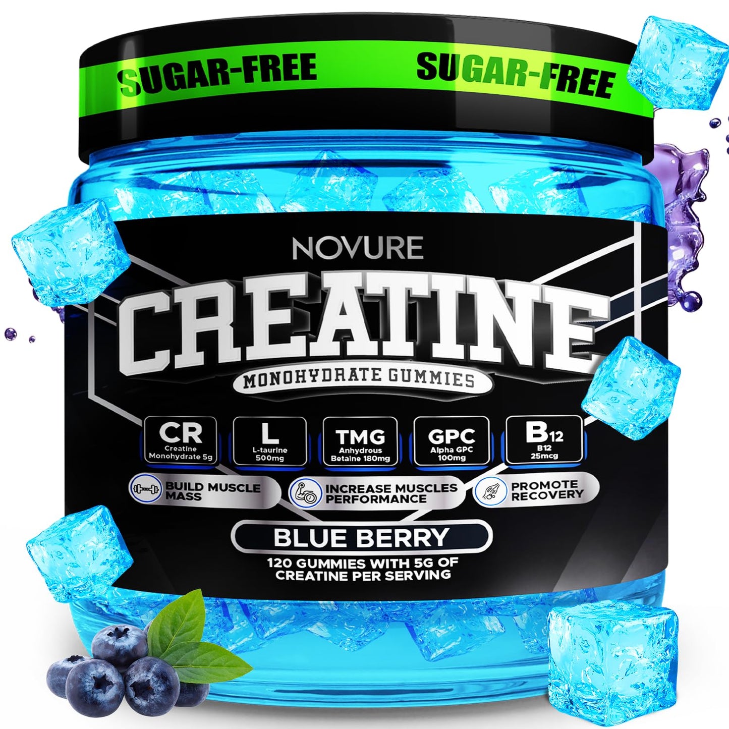 Novure Creatine Monohydrate Gummies 5000mg, 120 Gummies