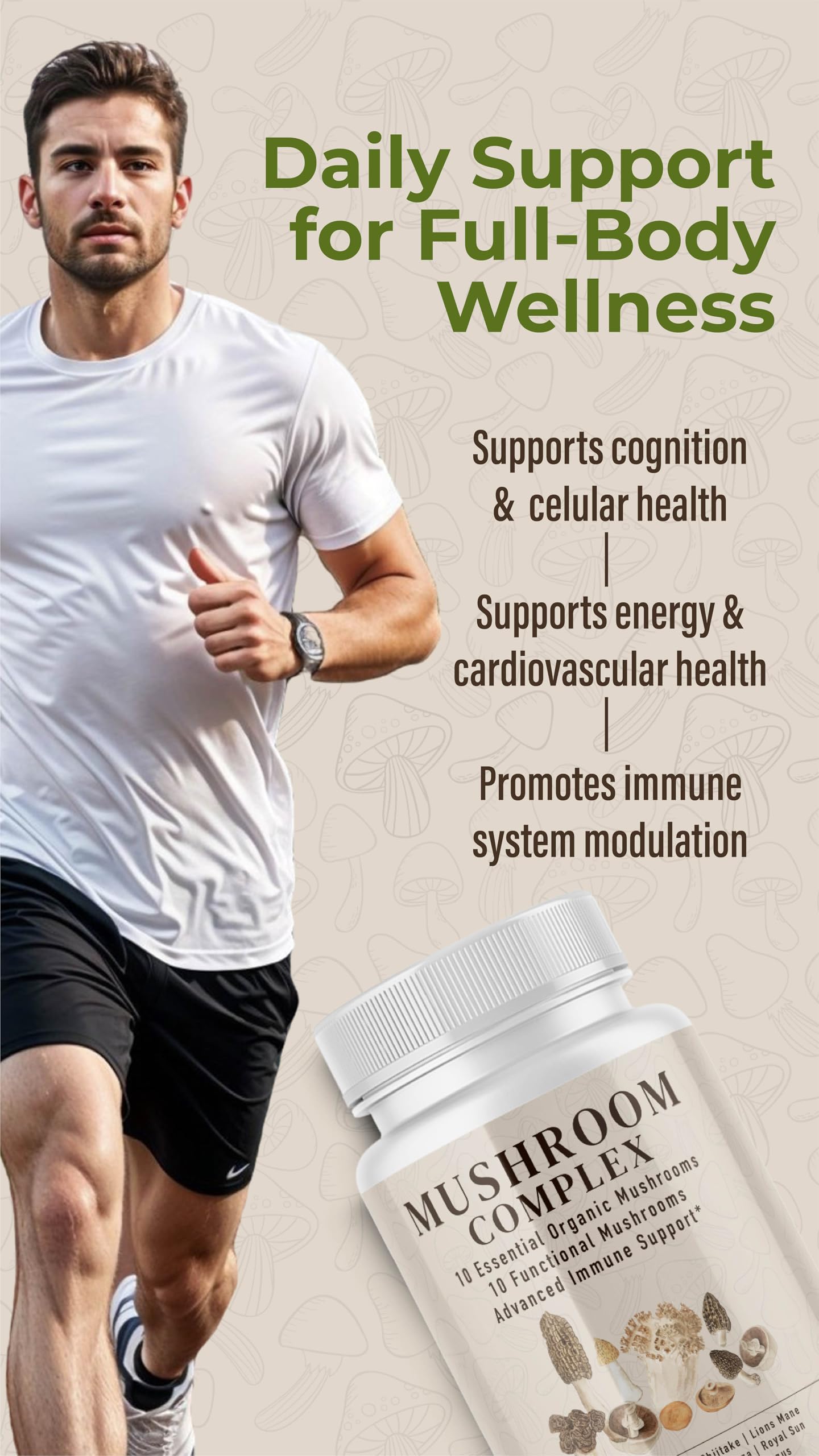 Pelican Vitamins Organic Mushroom Complex, 13 Functional Mushrooms Capsule 60 Count