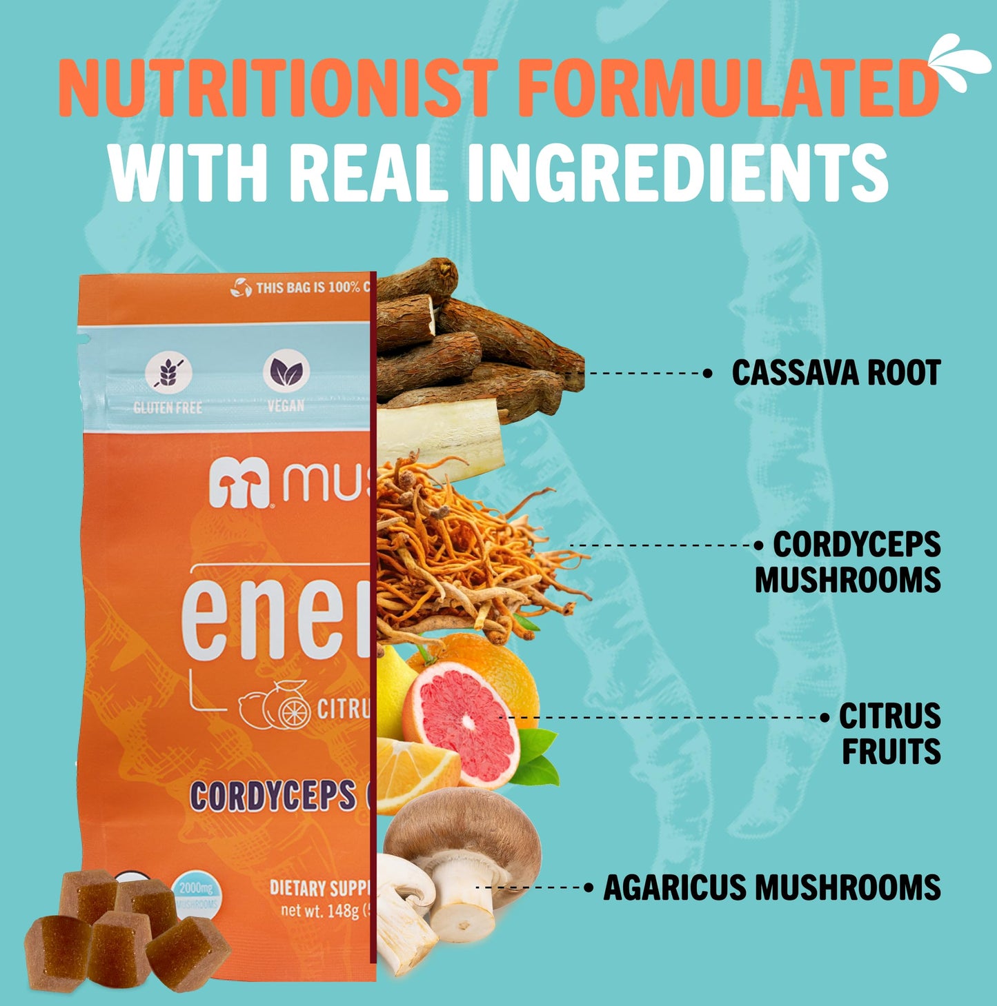 Mushie Cordyceps Mushroom Gummies Gummy 60 Count