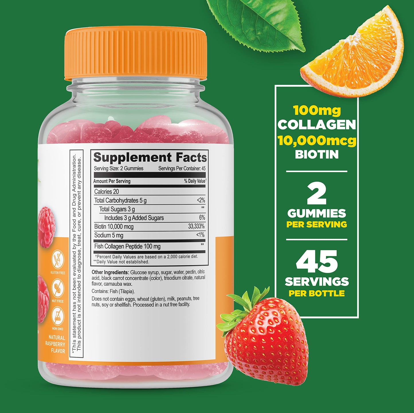 Lifeable Prebiotic Fiber 5g + Collagen & Biotin Gummies, 90 Count