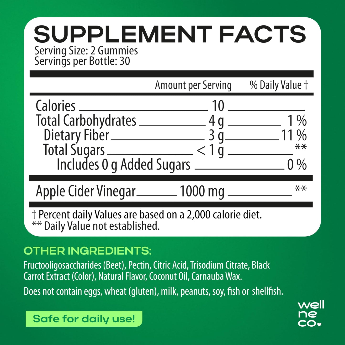Wellneco Apple Cider Vinegar 1000 Mg, 120 Gummies