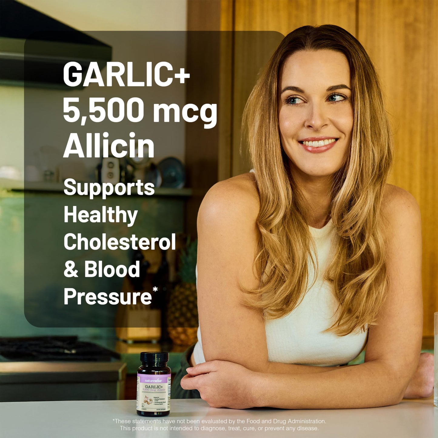 NatureWise Garlic Extract 5,500 mcg Allicin Supplement Tablets, 60 Count