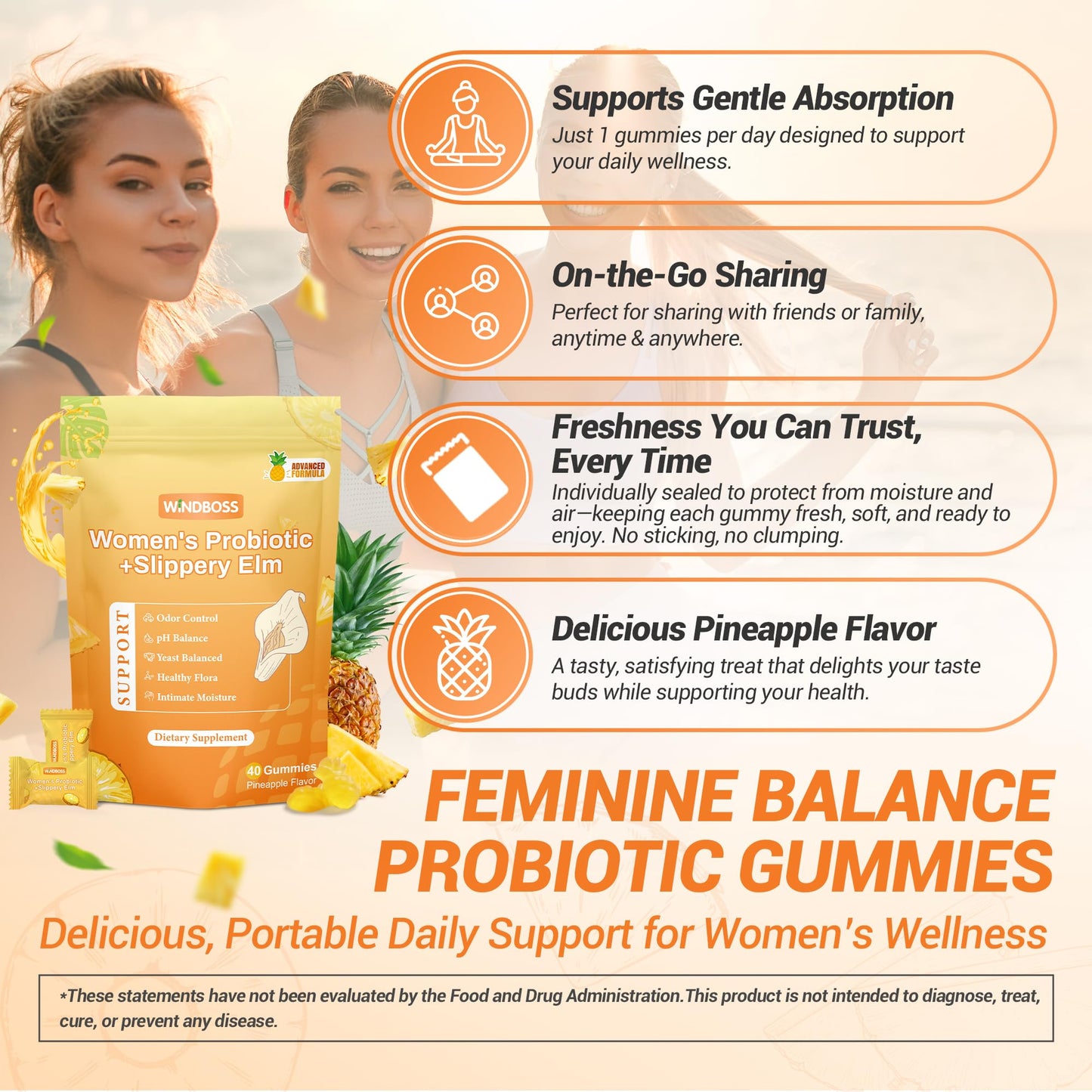 Windboss Her Juicy Womens Probiotic Gummies 40 Gummies