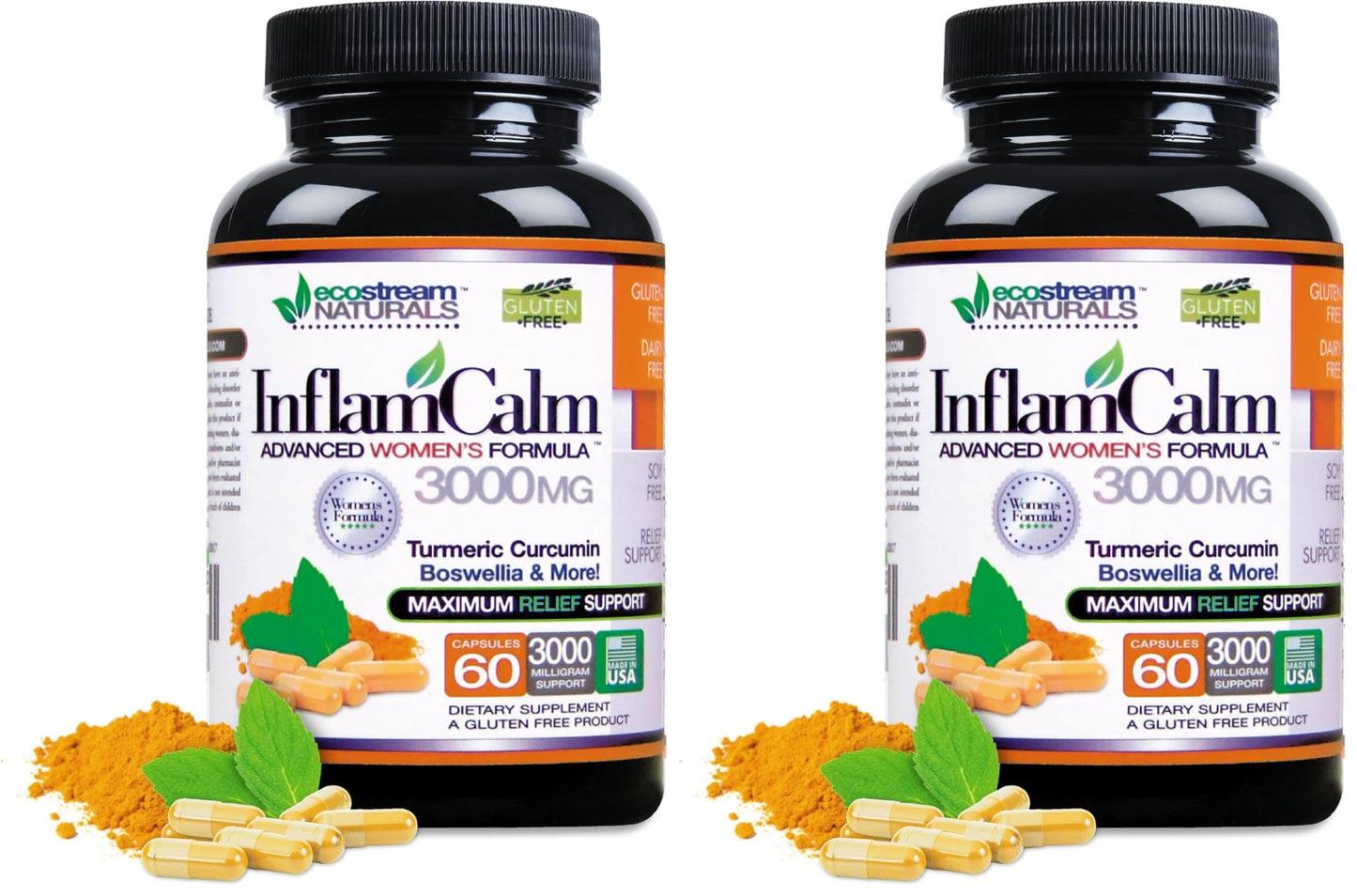 ecostream Naturals InflamCalm Advanced with Turmeric, Curcumin, Enzymes and Boswellia Capsules 120