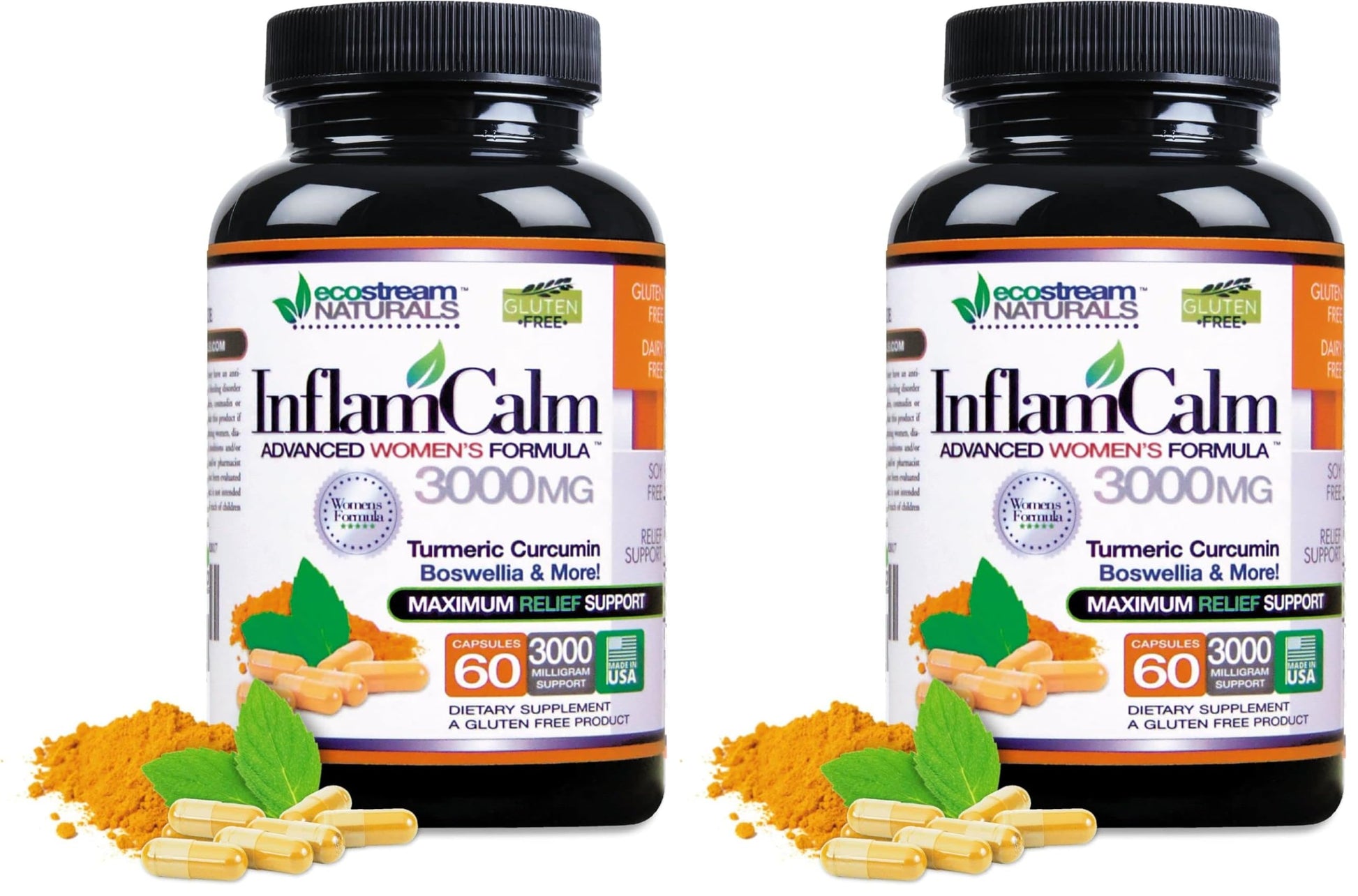 ecostream Naturals InflamCalm Advanced with Turmeric, Curcumin, Enzymes and Boswellia Capsules 120