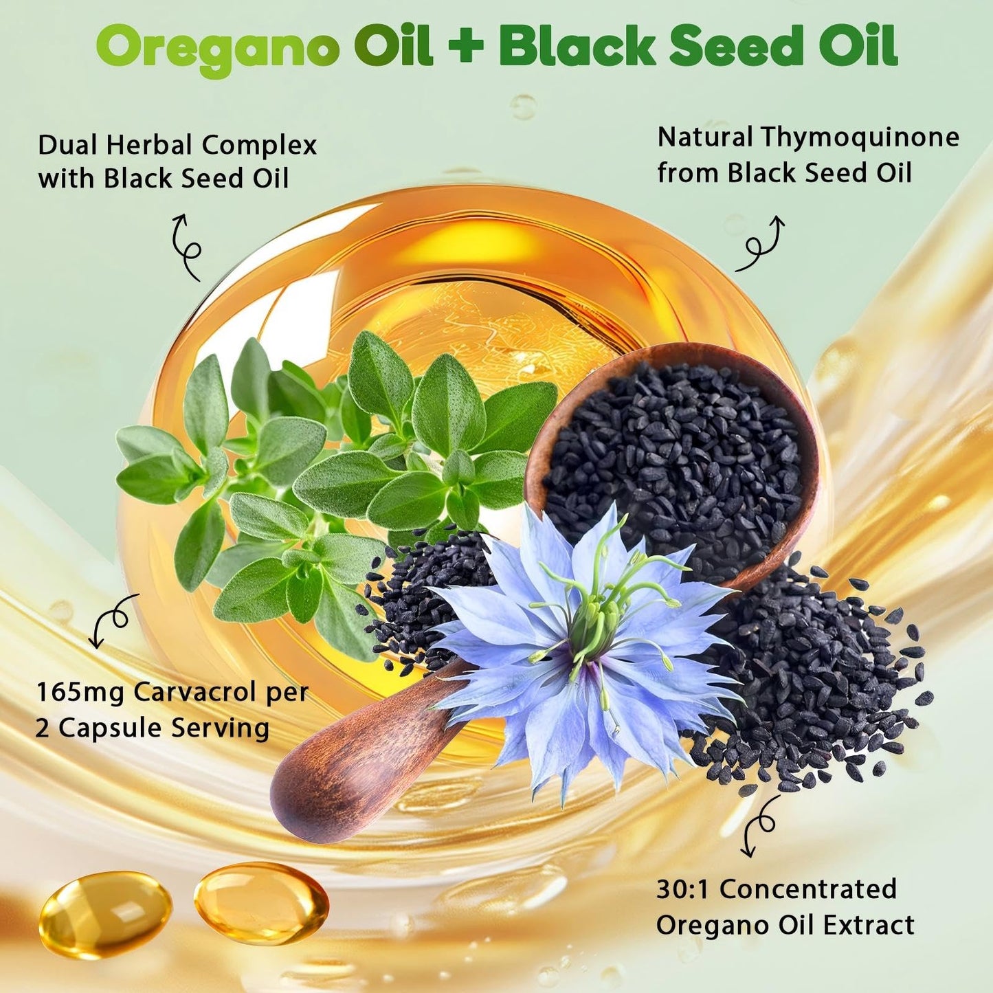 Rshoiw Oil of Oregano & Black Seed Oil Softgels, 120 Softgels