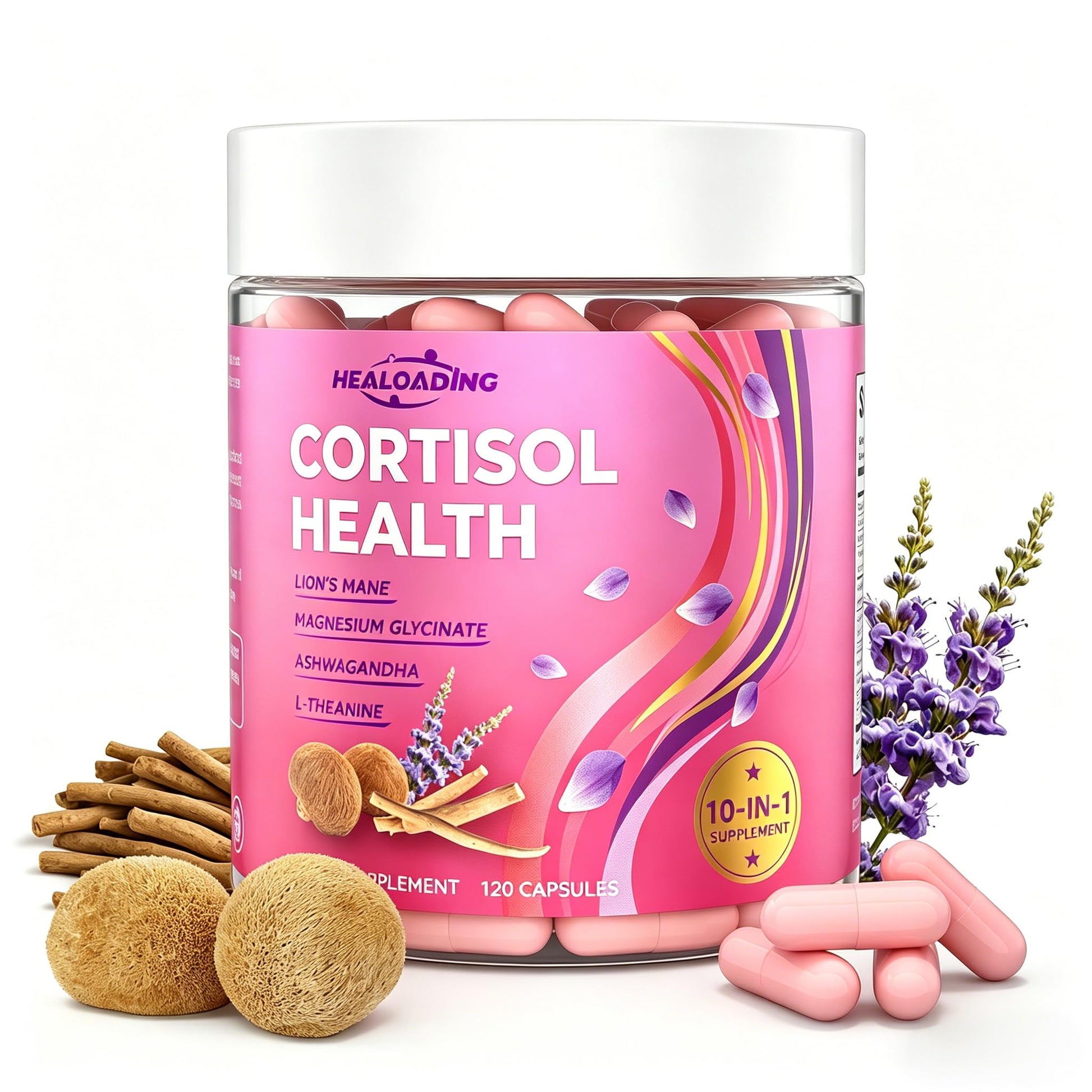 HEALOADING Cortisol Reducer Supplements for Women Capsules, 120 Count