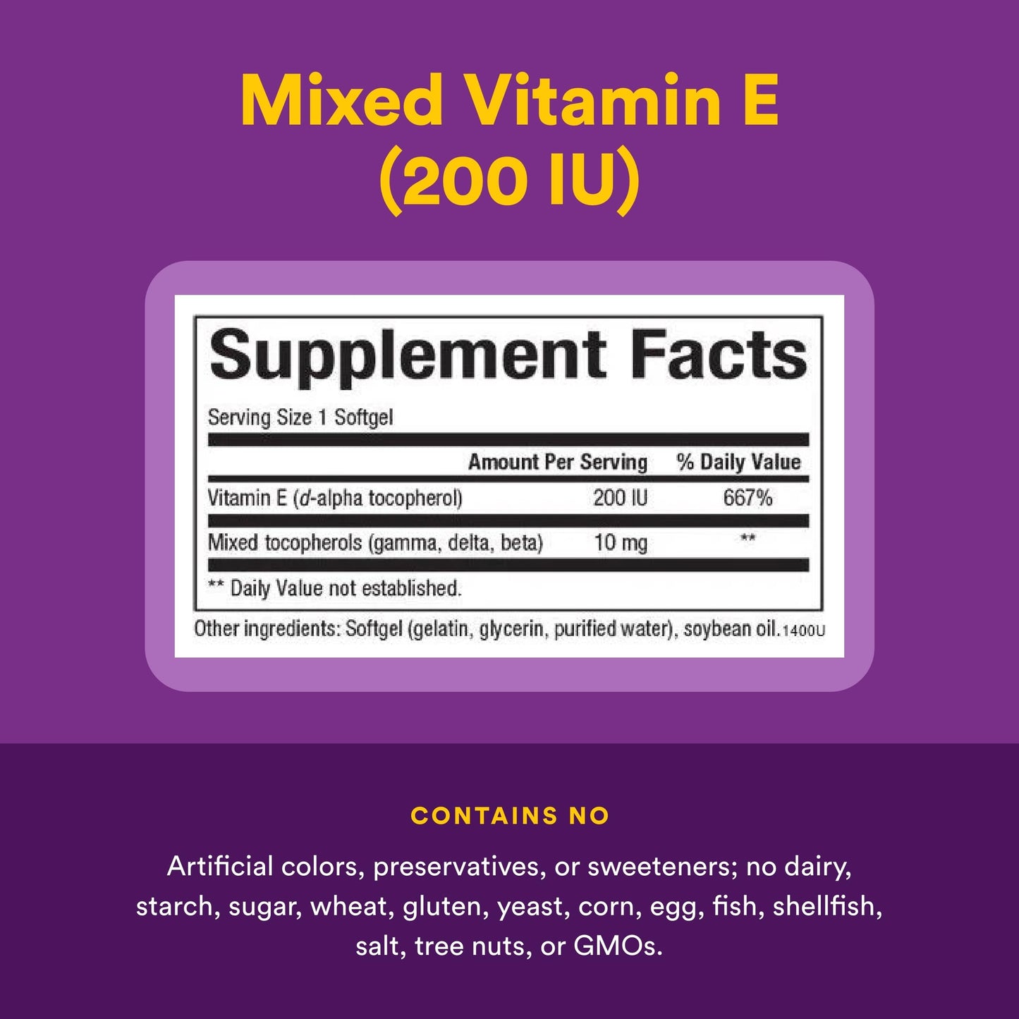 Natural Factors Mixed Vitamin E 134 mg (200 IU) Softgels 90 Count