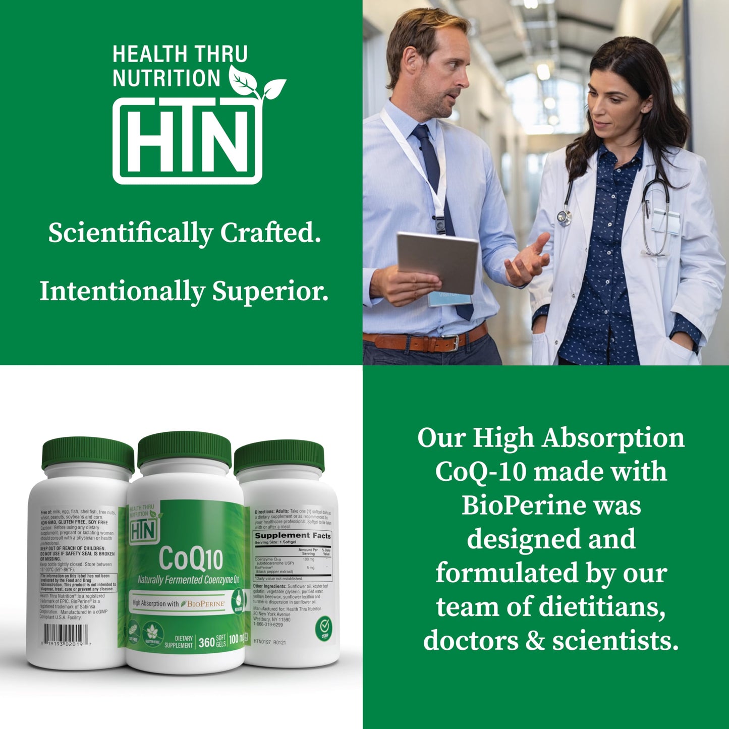 Health Thru Nutrition CoQ-10 100mg with BioPerine Softgels, 360 Softgels