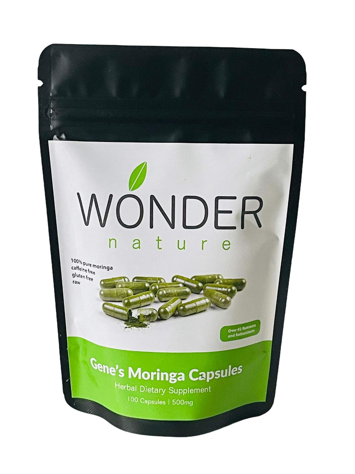 Wonder Nature Moringa Fine Green Powder Capsules, 100 Count