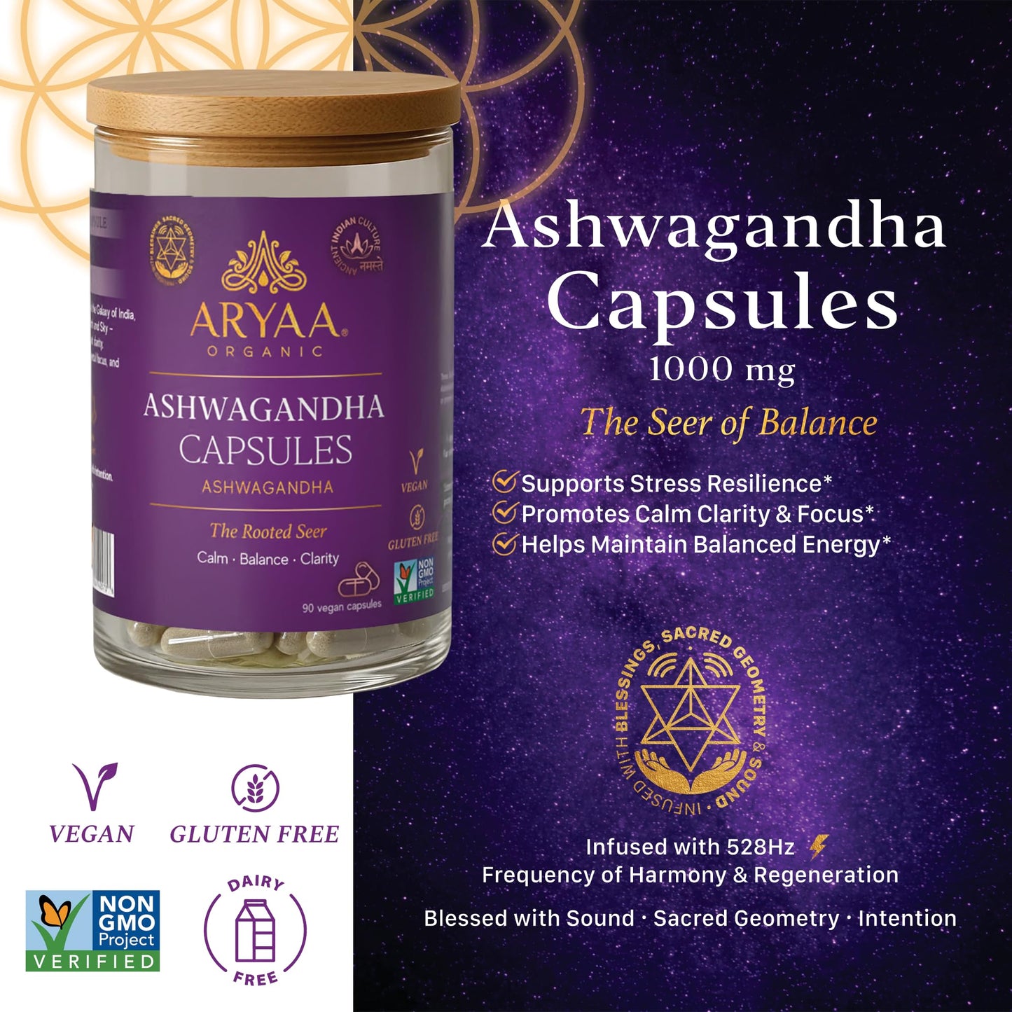 Aryaa Organic Ashwagandha Capsules 90 Count