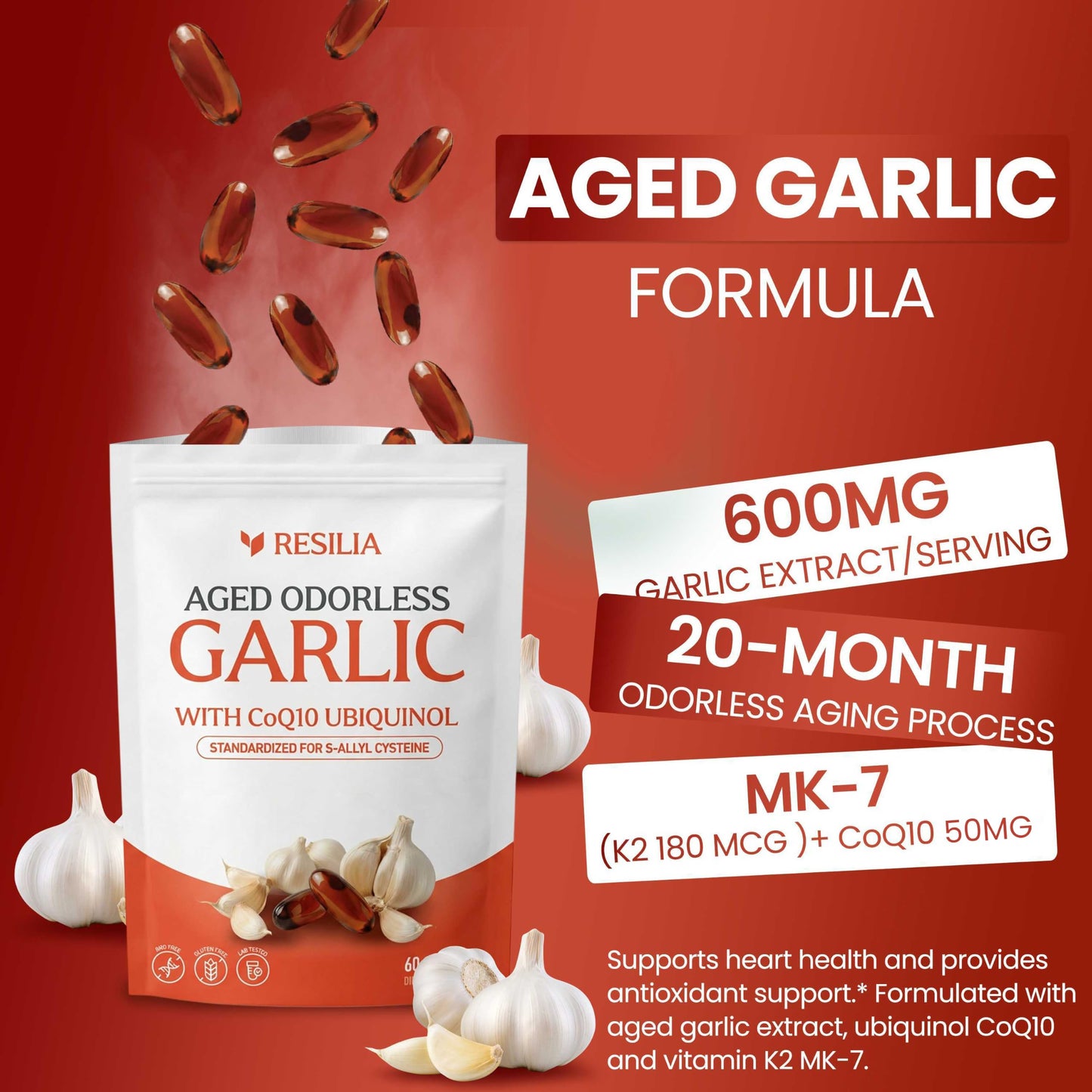 Resilia Oil Of Oregano Odorless Aged Garlic Extract Capsules 120