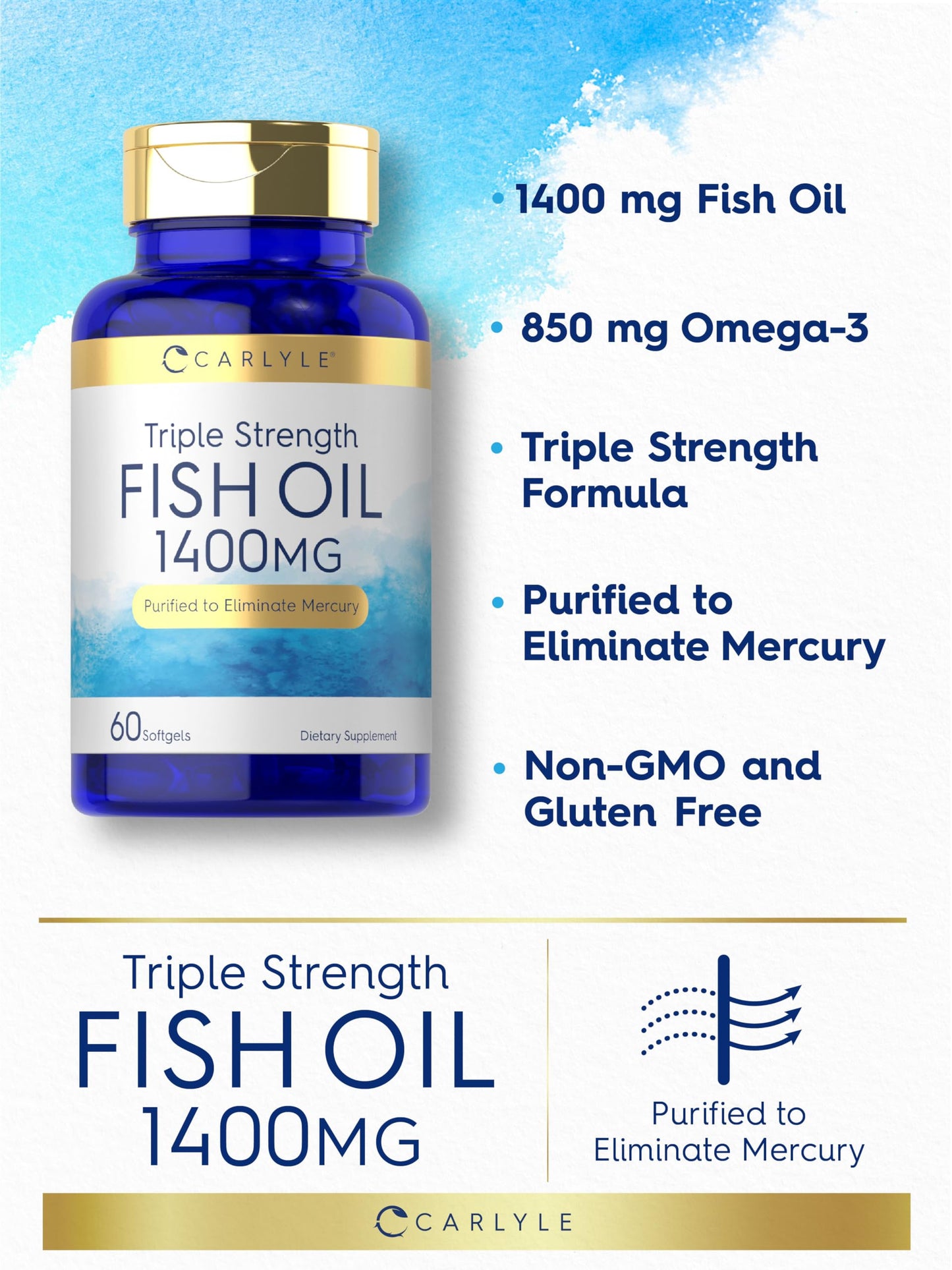 Carlyle Triple Strength Omega-3 Fish Oil 1400mg Softgels 60 Count