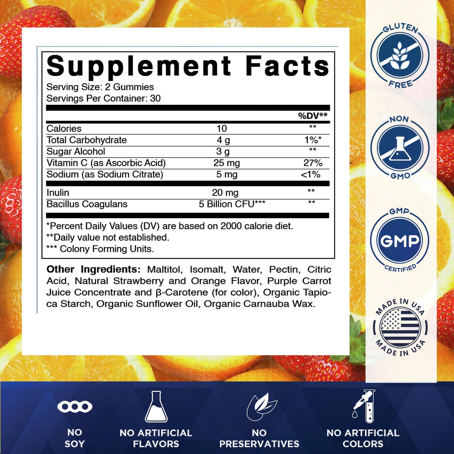 Vitamatic Sugar Free Probiotic Gummies for Men and Women, 5 Billion CFUs, 120 Gummies, Gluten Free