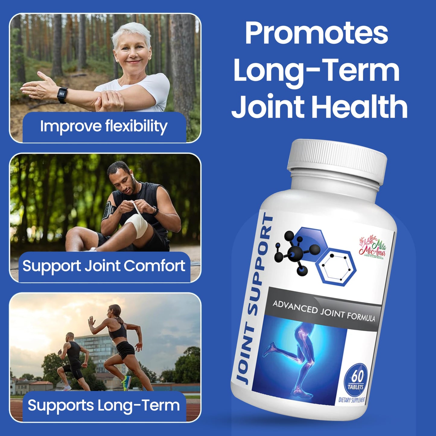 Mila Miamor Joint Support Glucosamine, MSM, Green Lipped Mussel & Vitamins Capsules 60 Count