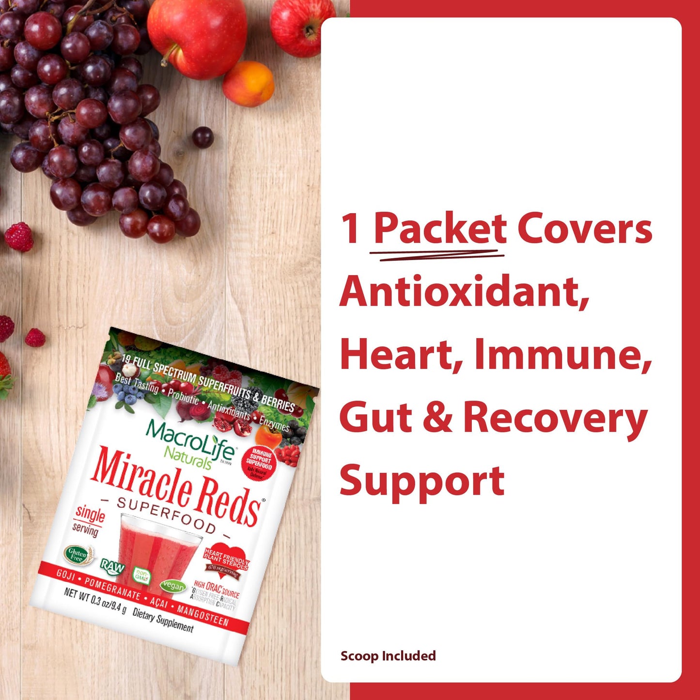 MacroLife Naturals Miracle Reds Superfood Powder, 4 oz