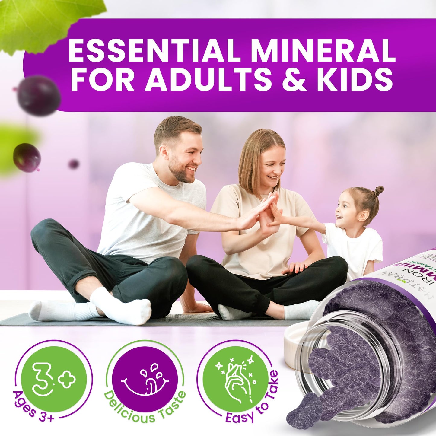 Natural BioScience Iron Gummies with Vitamin C Gummy 180 Count