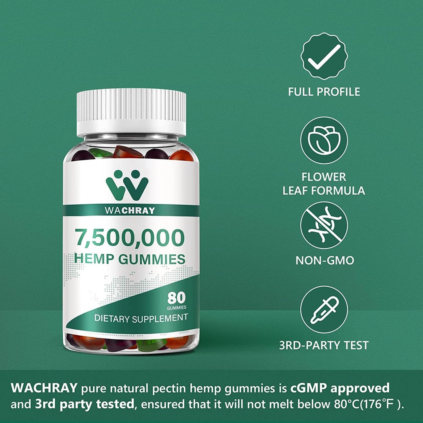 WACHRAY Organic Hemp Gummies High Potency 240 Gummies