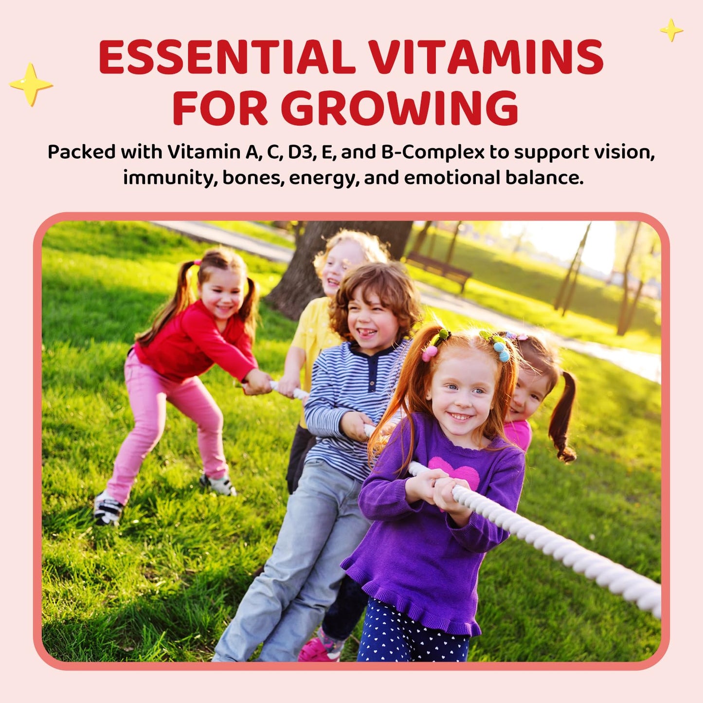 Hovika Magnesium Gummies for Kids & Adults with L-Theanine, Chamomile & Multivitamins, Sugar-Free Strawberry Flavor, 120 Gummies