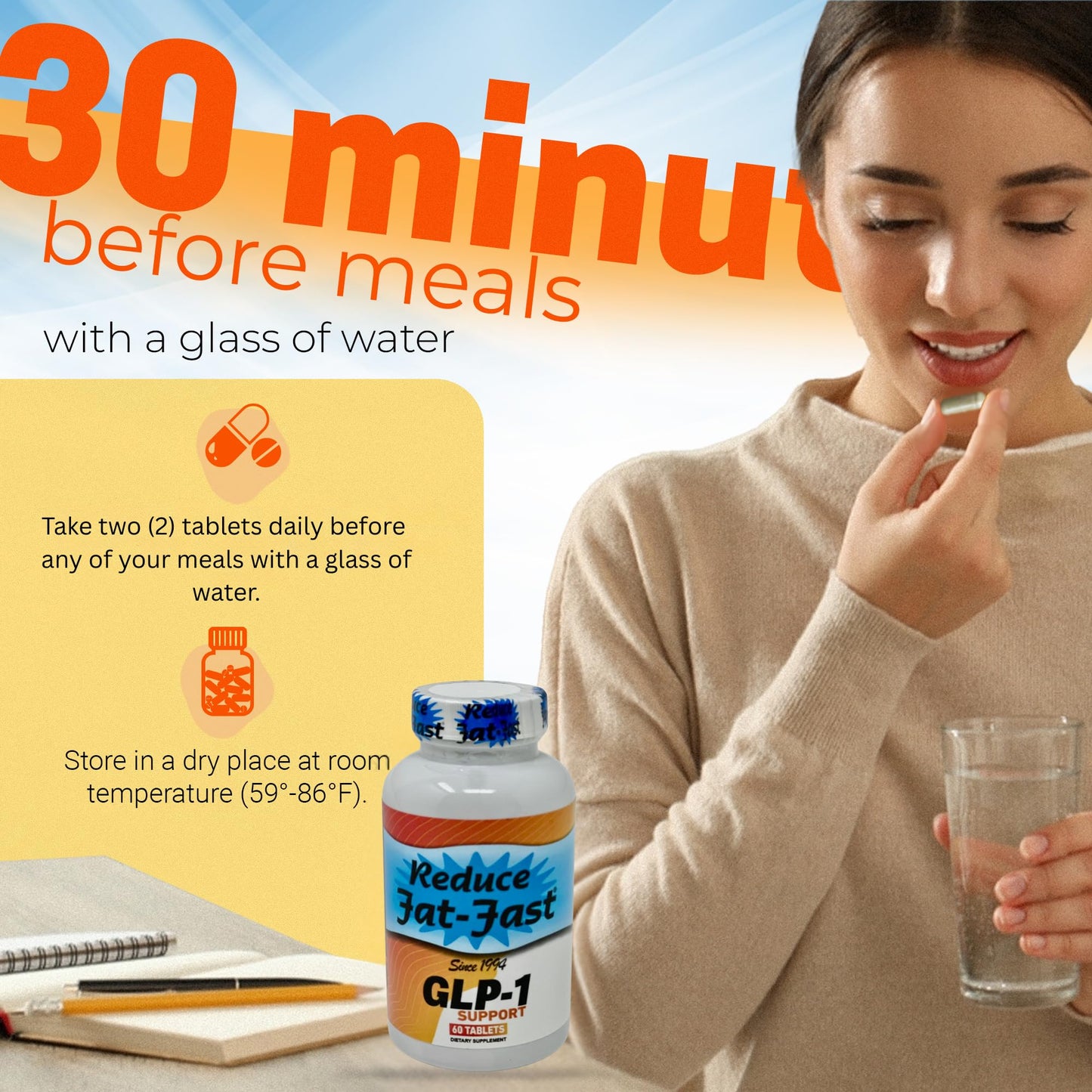 Reduce Fat Fast GLP-1 Supplement Tablets 60