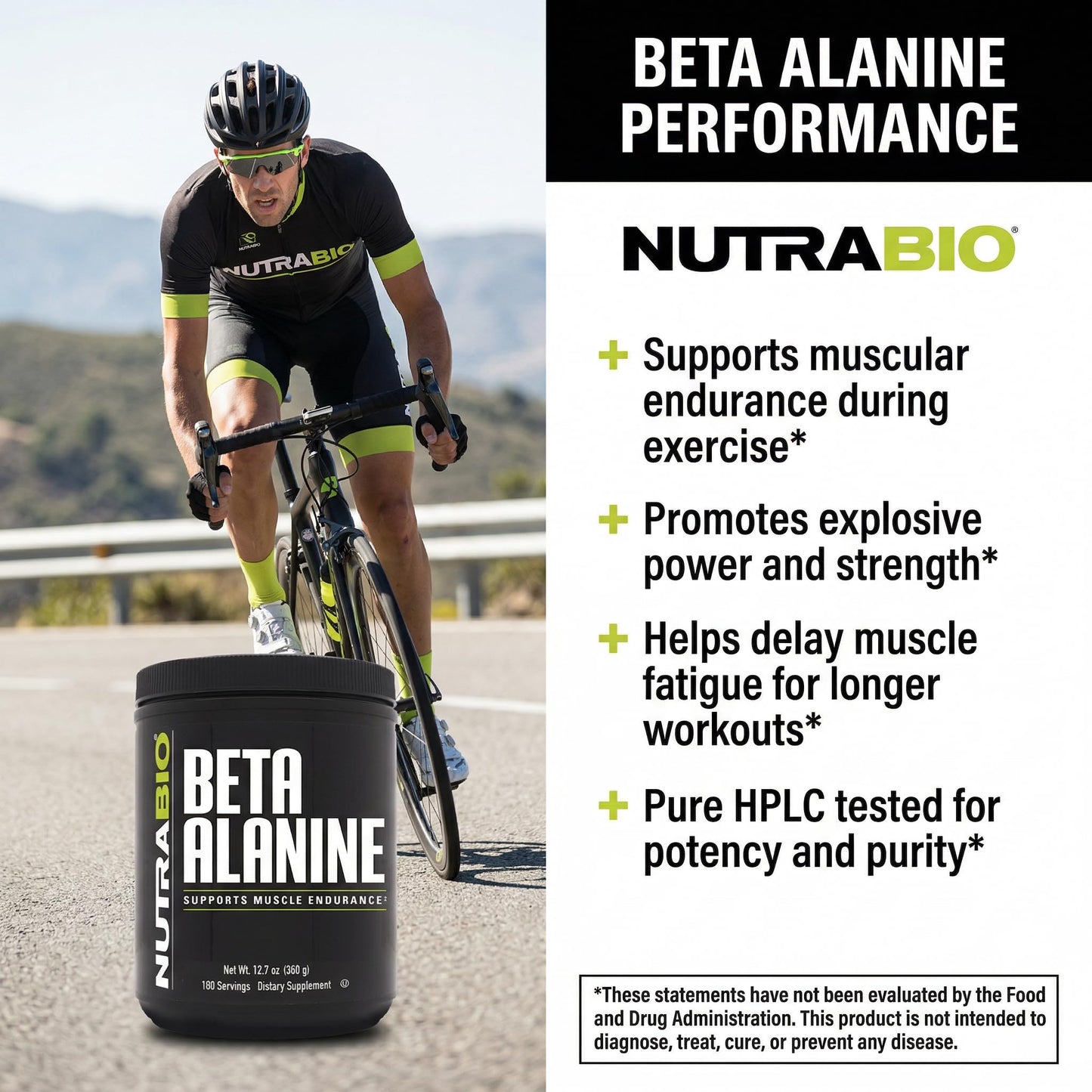NutraBio Beta Alanine Pre-Workout Supplement Powder 12.7 Ounce