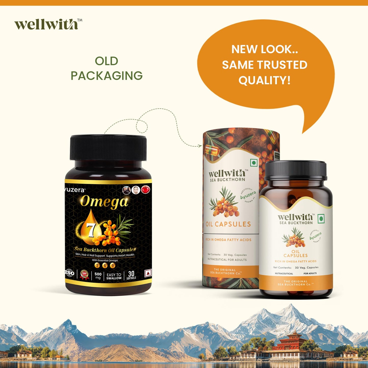 Wellwith Himalayan Sea Buckthorn Berry Oil 500mg Capsules, 90 Capsules