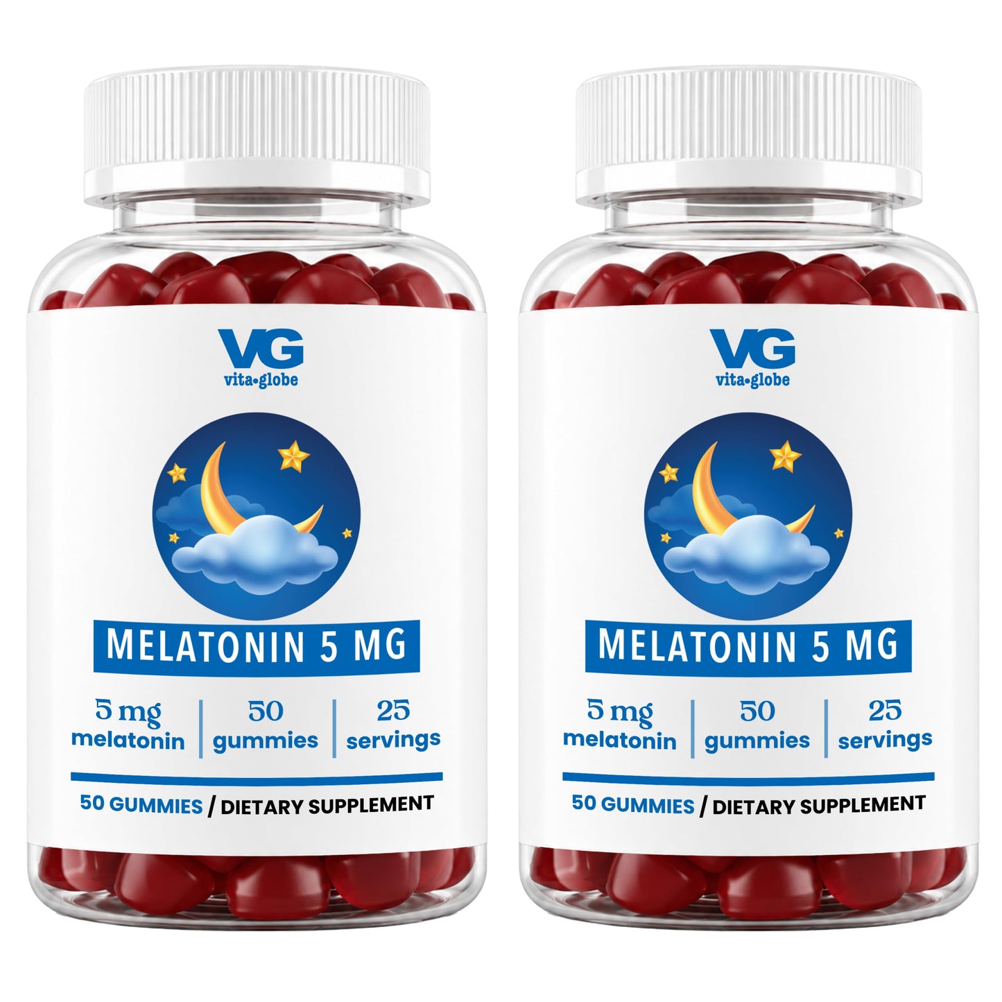 VITA GLOBE Melatonin Gummies 5mg Sleep Aid for Adults, Non-GMO Vegan, 100 Gummies