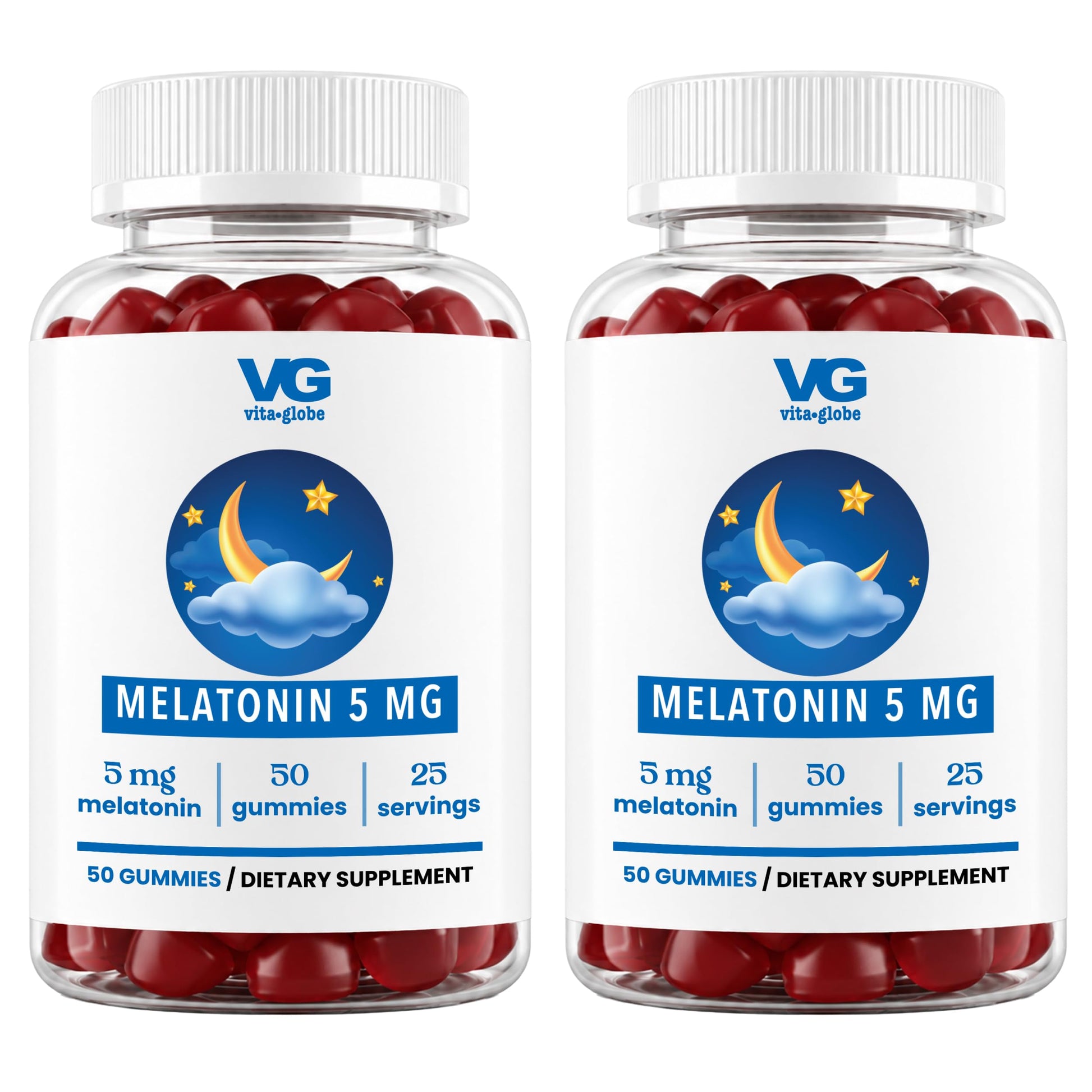 VITA GLOBE Melatonin Gummies 5mg Sleep Aid for Adults, Non-GMO Vegan, 100 Gummies