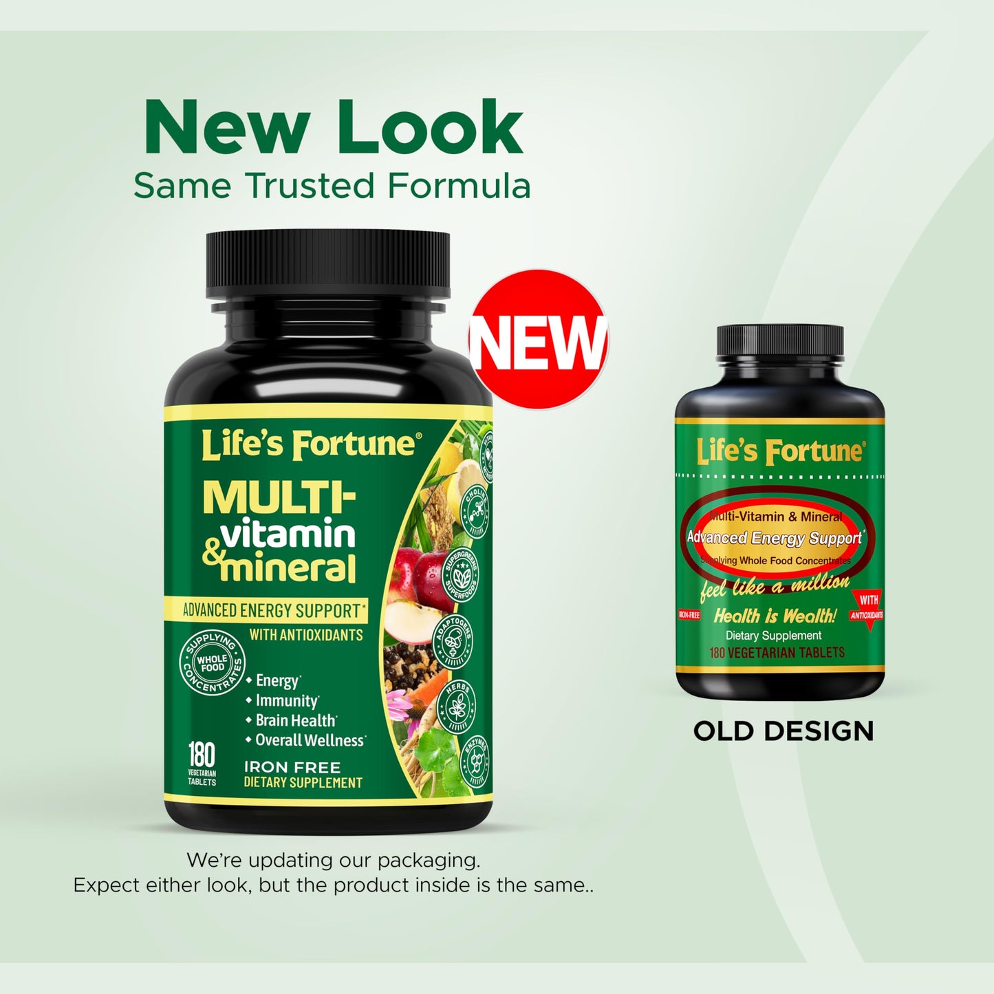 Life's Fortune Whole Food Multivitamin & Mineral Supplement for Men & Women – Iron Free – Brain, Immune & Metabolism Support – 180 Capsules