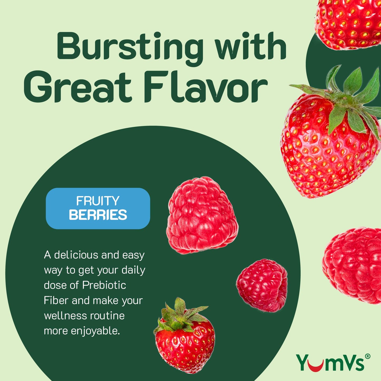 YUM-V'S Sugar Free Prebiotic Fiber Gummies for Adults and Kids Berry Flavor, 120 Gummies