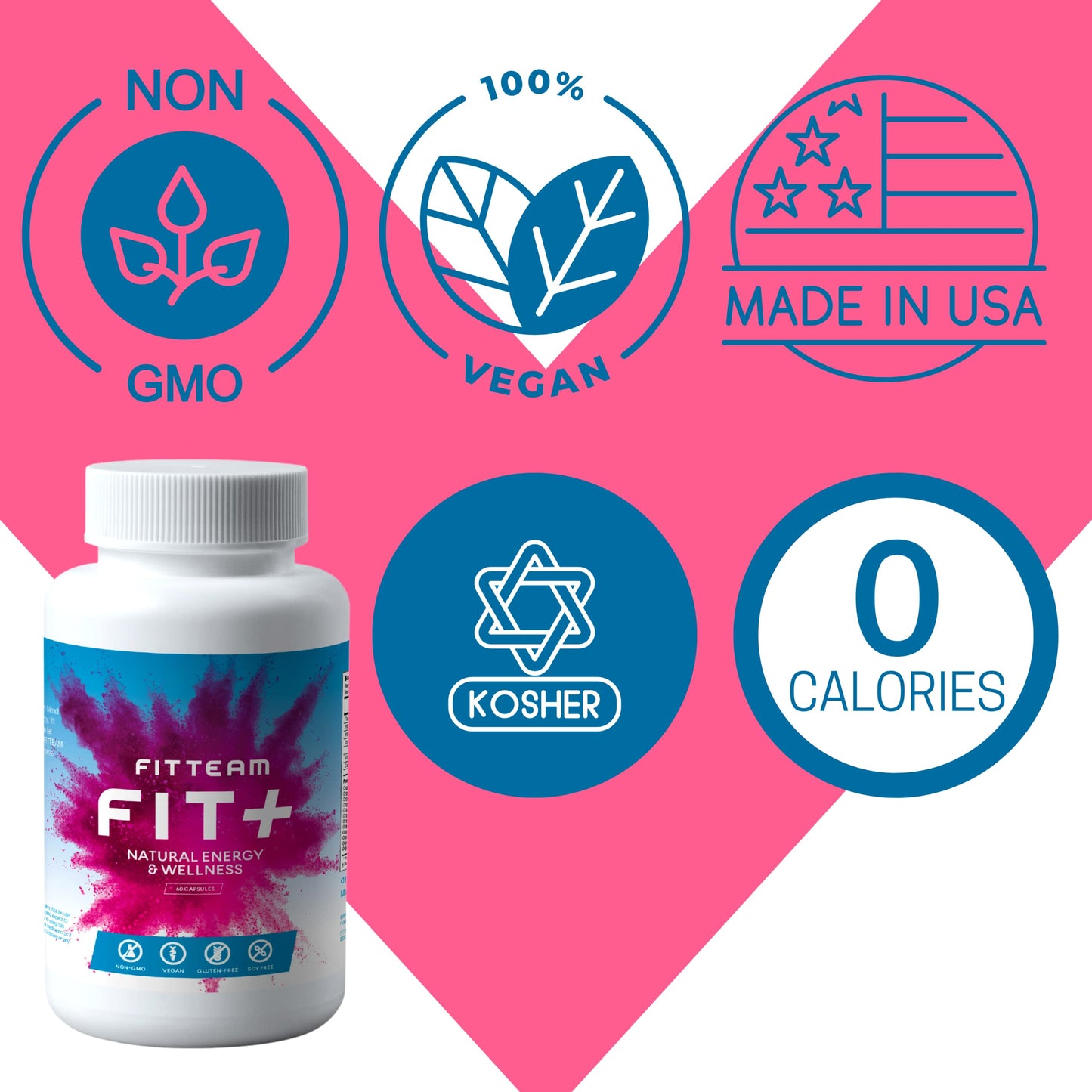 FITTEAM GLOBAL FIT Plus Organic Energy and Wellness Capsules, 60 Count