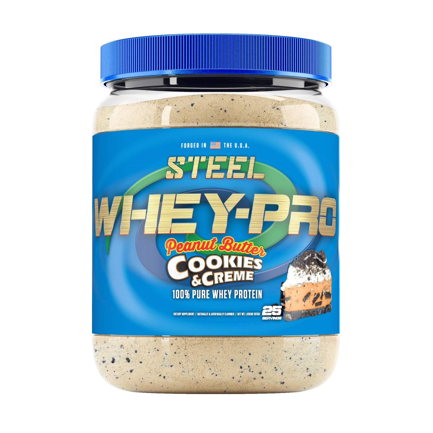 Steel Supplements Whey-Pro Whey Protein Powder, Peanut Butter Cookies & Creme, 26.4 oz