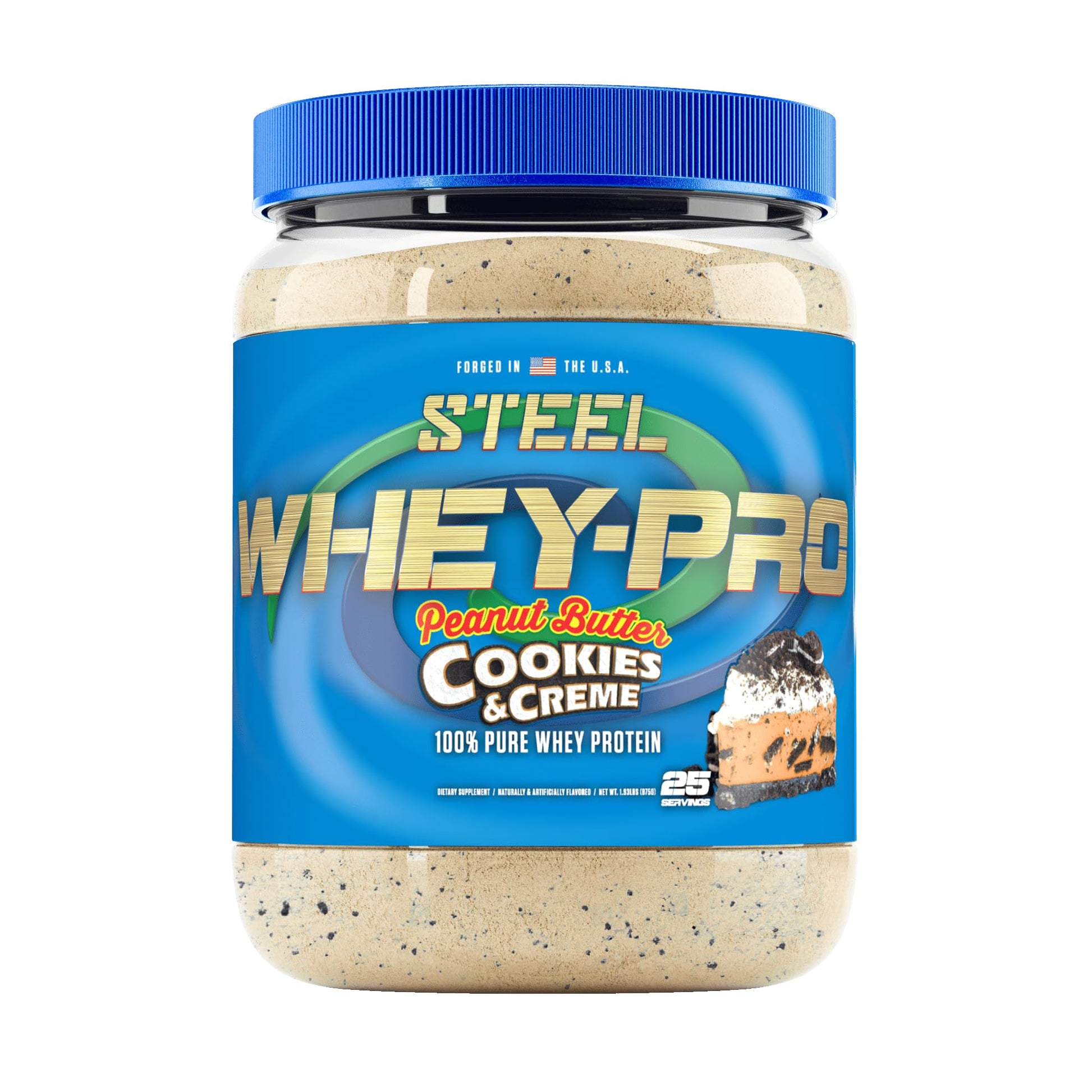 Steel Supplements Whey-Pro Whey Protein Powder, Peanut Butter Cookies & Creme, 26.4 oz