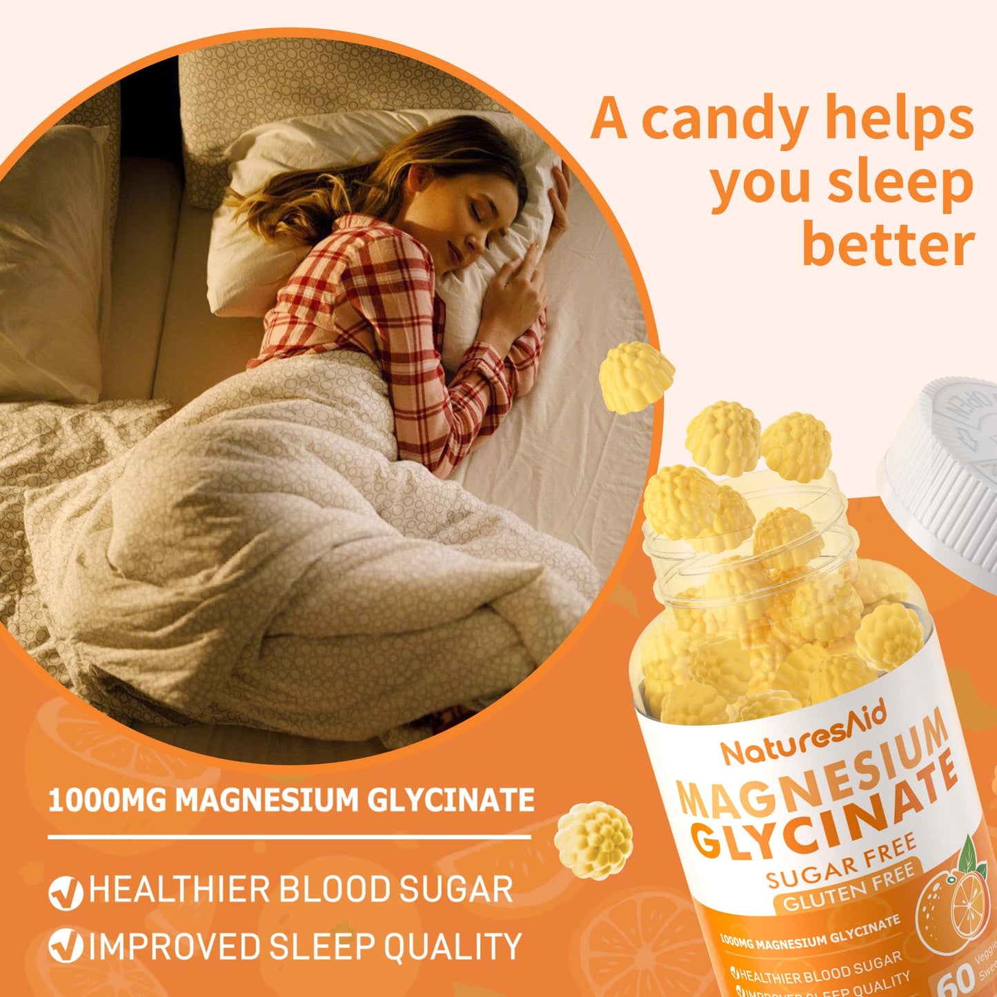Natures Aid Magnesium Glycinate Gummies 1000mg, 120 Gummies