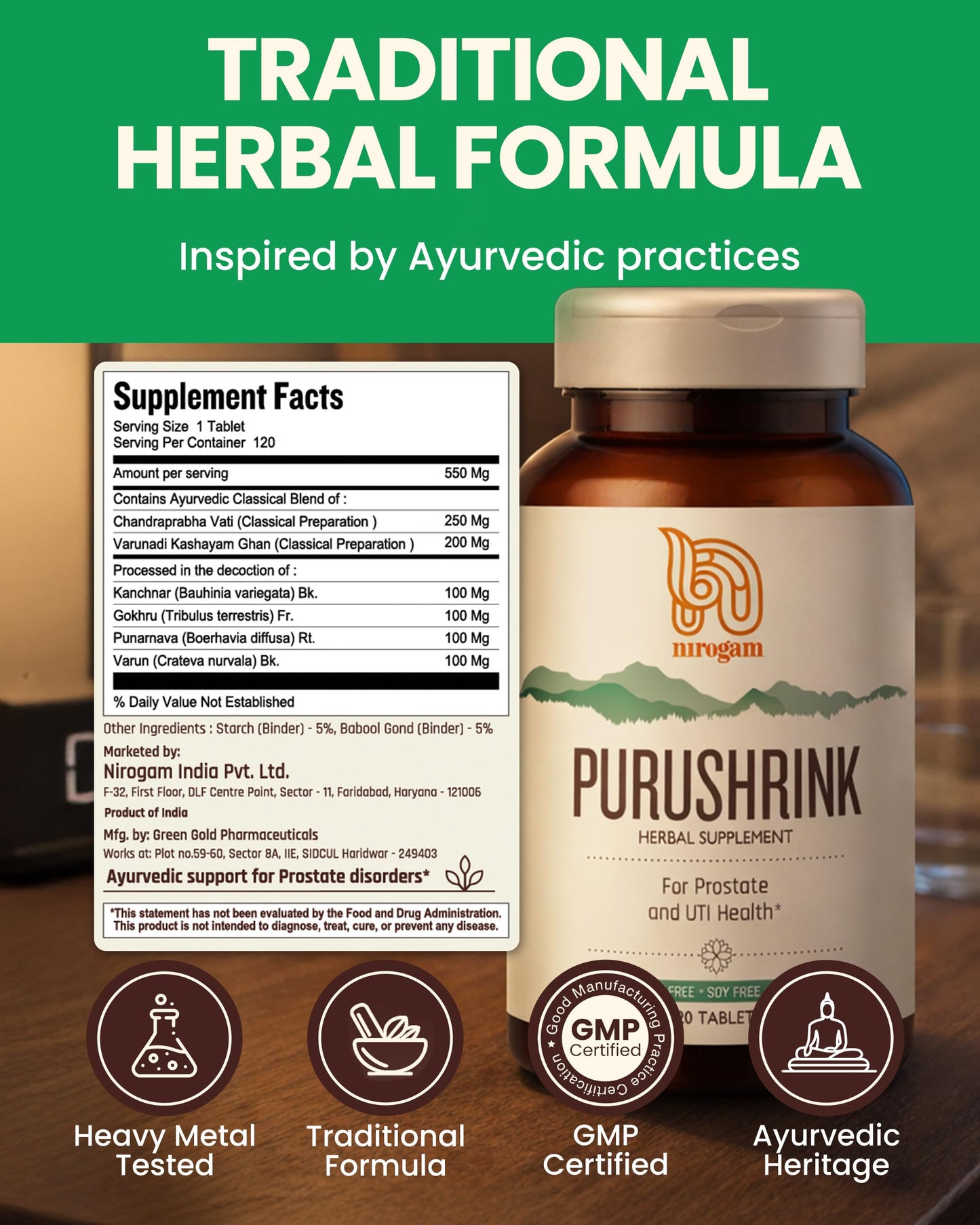 Nirogam Purushrink BPH Prostate Support Tablet 120 Tablets