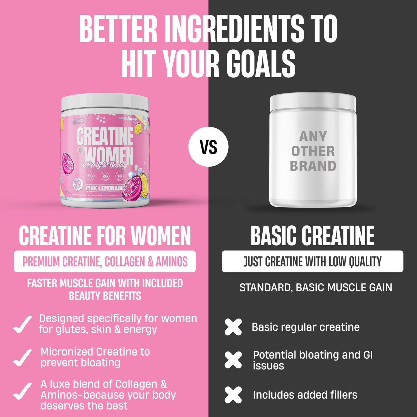 Nutrex Research Creatine for Women Booty & Beauty – Pink Lemonade Powder 13 Ounce