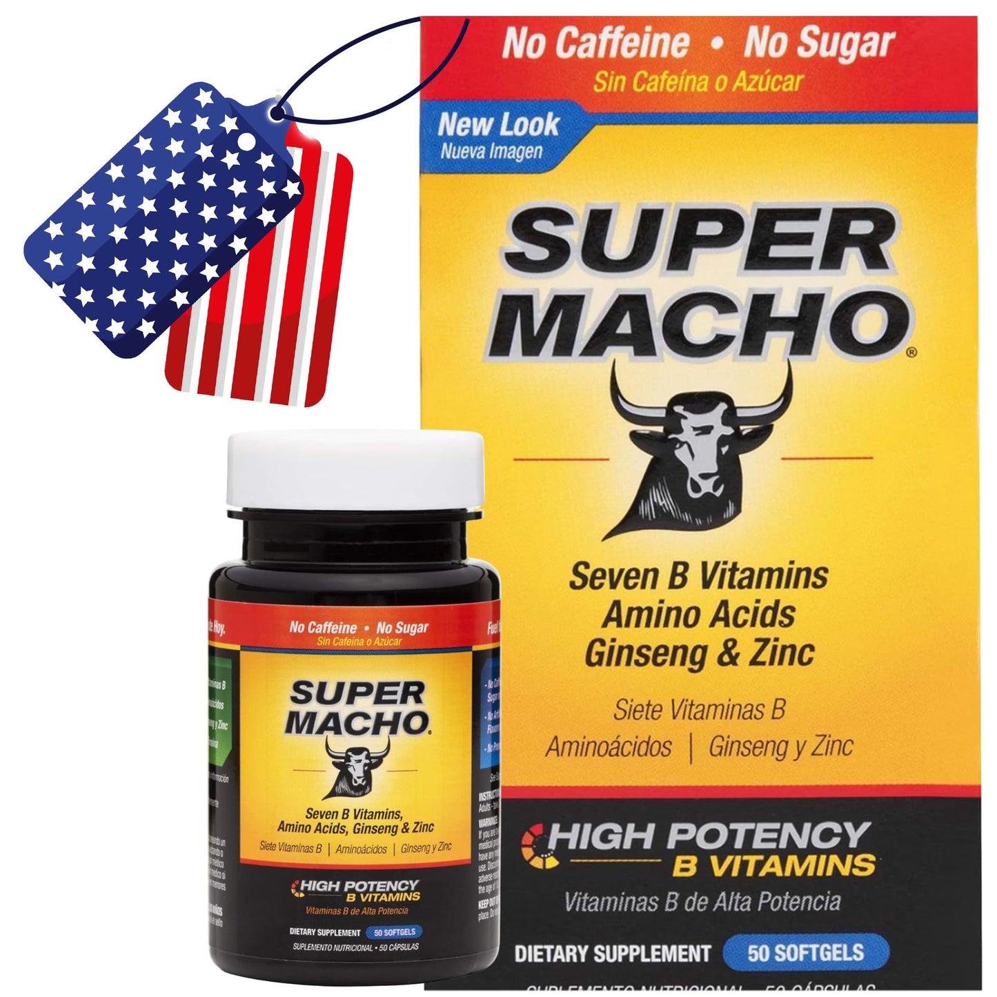 Super Macho High Potency B Vitamins and Amino Acids Softgels 50 Count