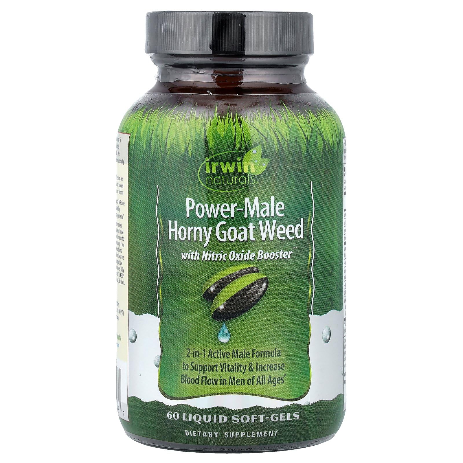 Irwin Naturals Power-Male Horny Goat Weed with Nitric Oxide Booster Softgels 60 Count