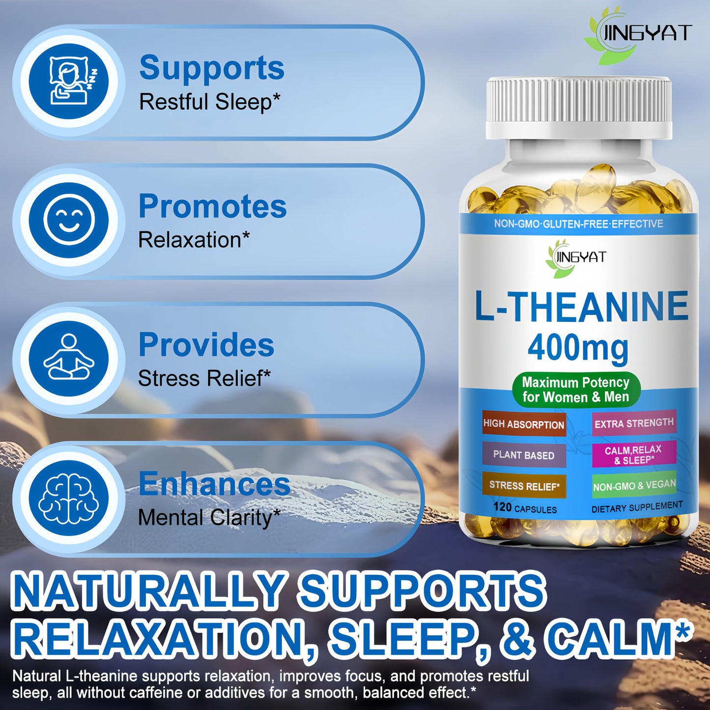 JINGYAT L-Theanine 400 mg Softgel 120 Count