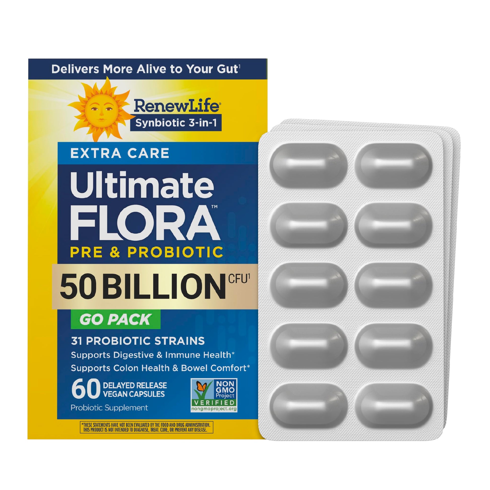 Renew Life Extra Care Ultimate Flora Probiotic 50 Billion Capsule 60 Count